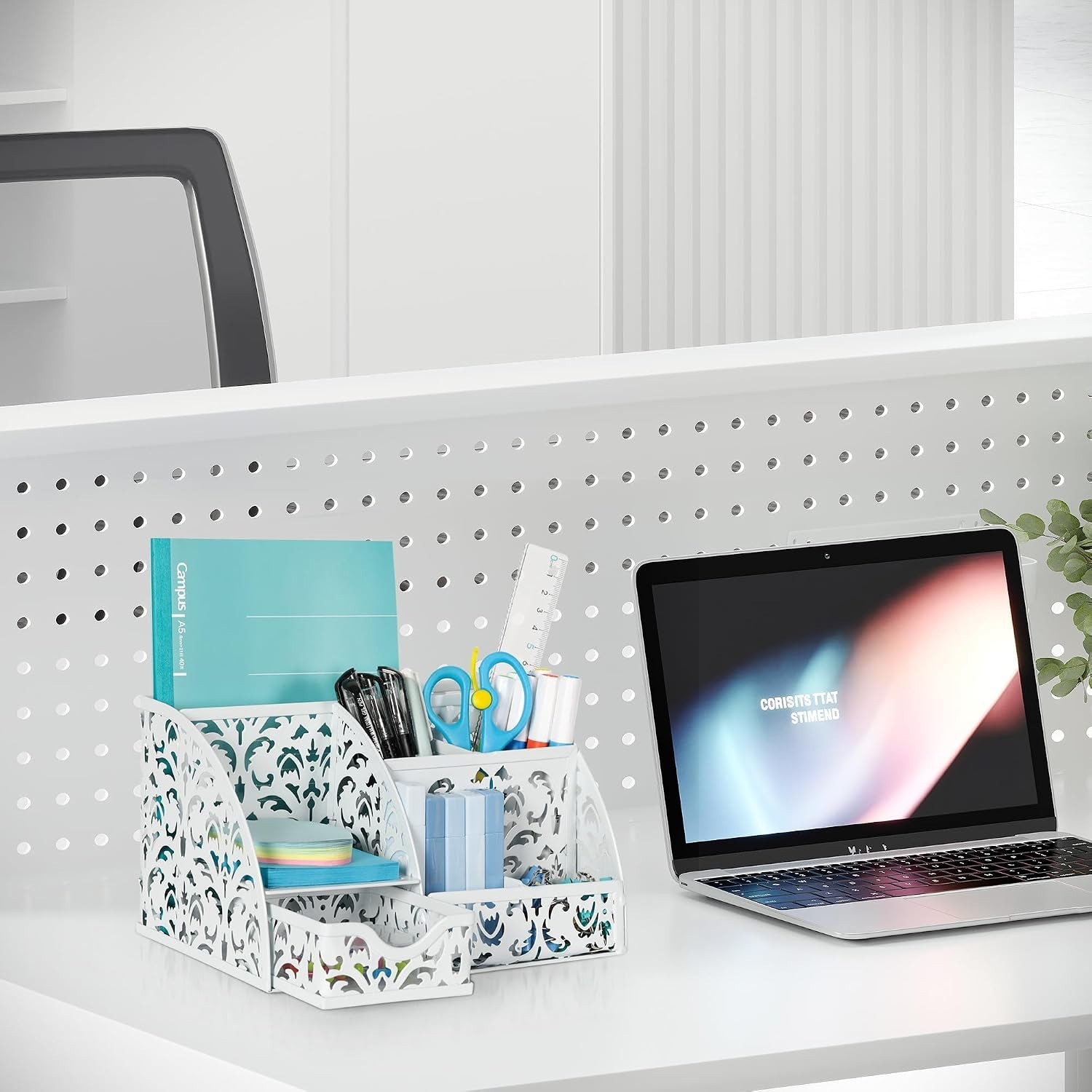 Versatile Desktop Organizer with Sliding Drawer & 6 Compartments for Elegance