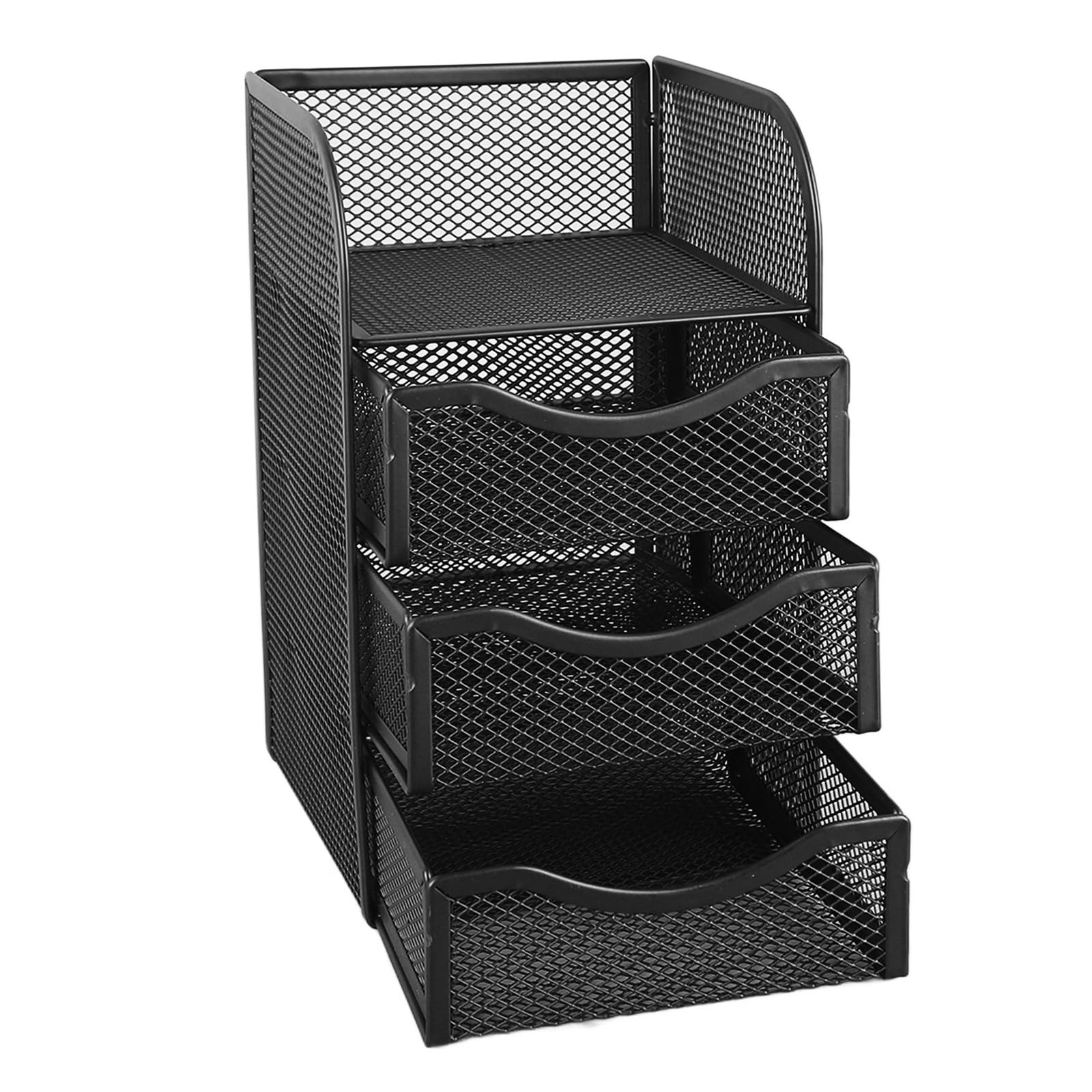 LJCM Desk Organizer, 3 Drawers Office Multifunctional Black