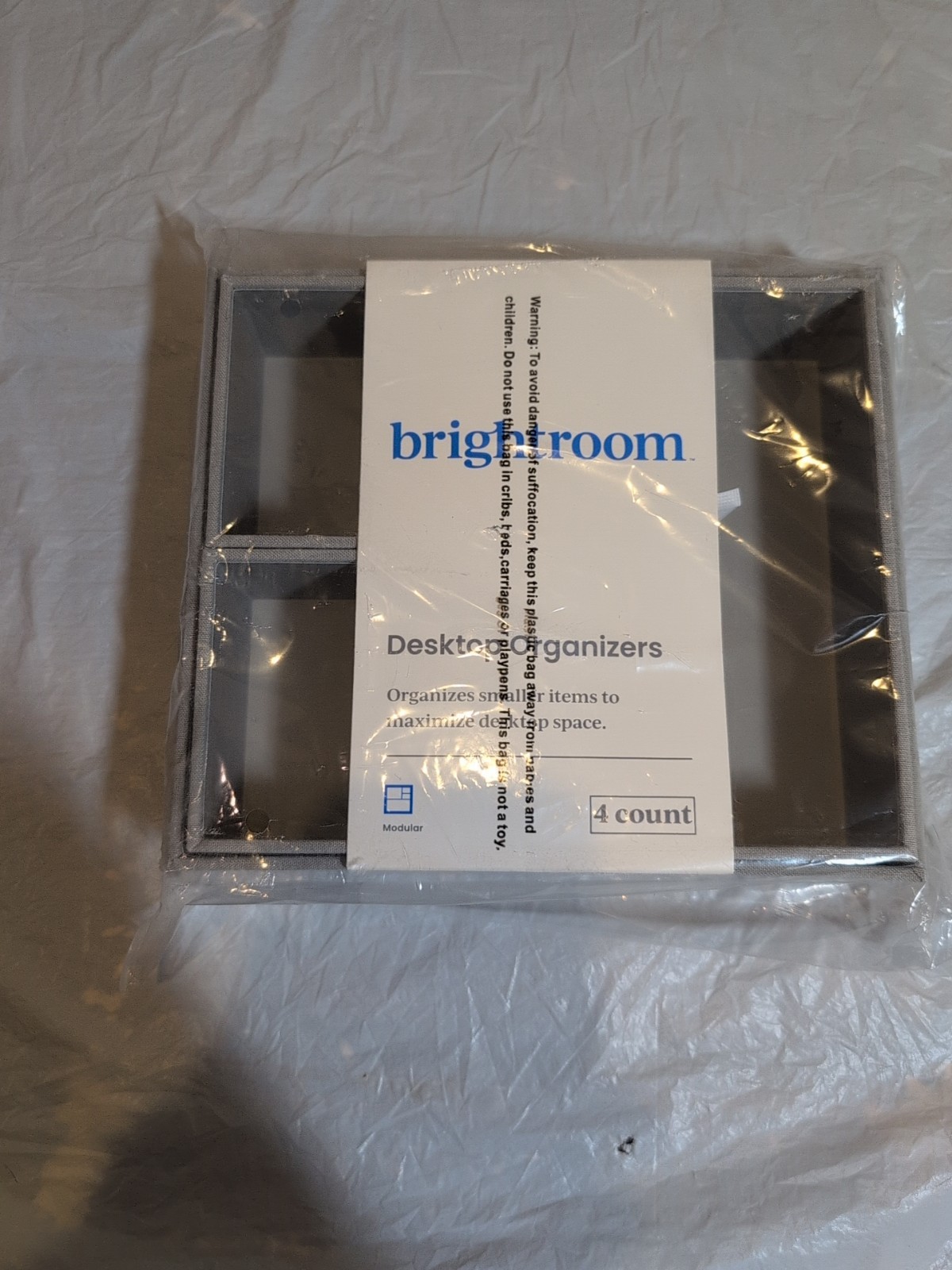 Four Count Desktop Organizer Grey – Brightroom 4 boxes assorted sizes