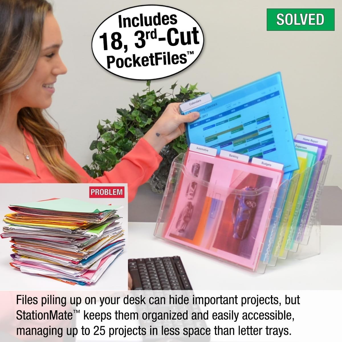 StationMate Desktop Organizer Includes 18, 3rd-Cut PocketFiles. Complete Proj…