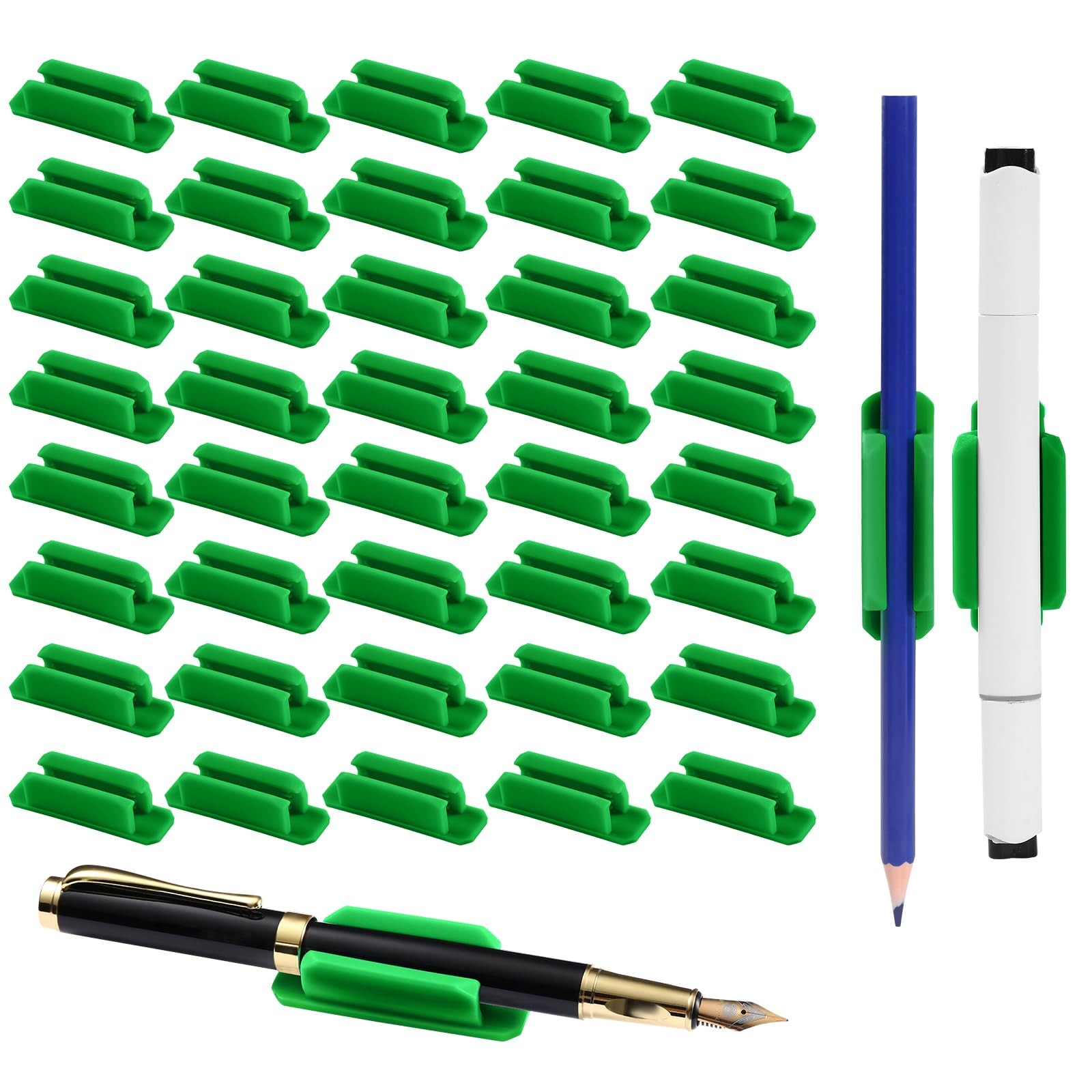 40 Pack Adhesive Pencil Holders for Desk – Reusable Silicone Pen Grips for De…