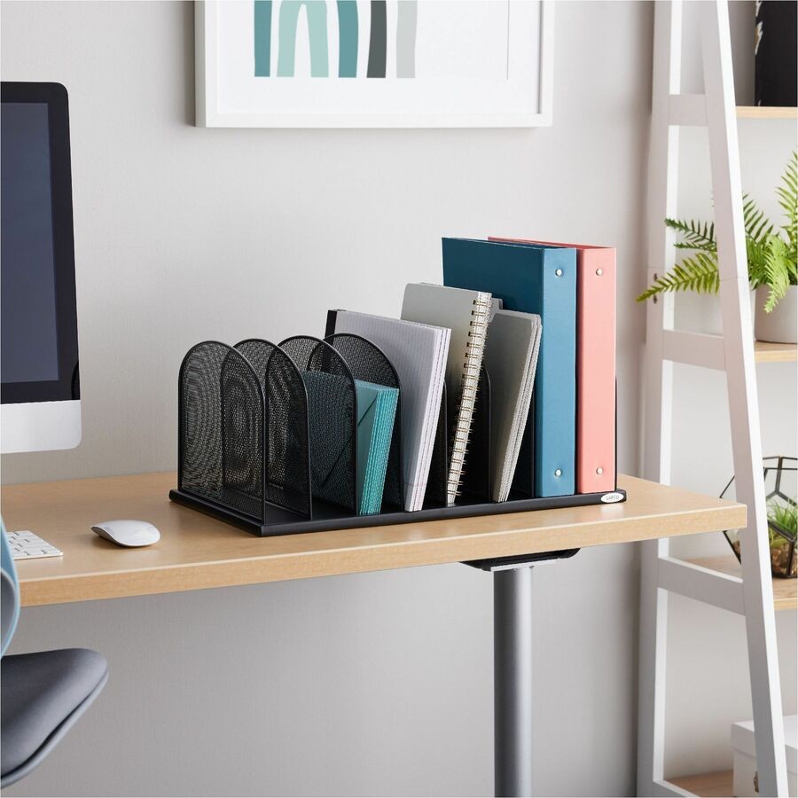 Safco 3253BL Mesh Desk Organizer Black 8 Compartments Steel