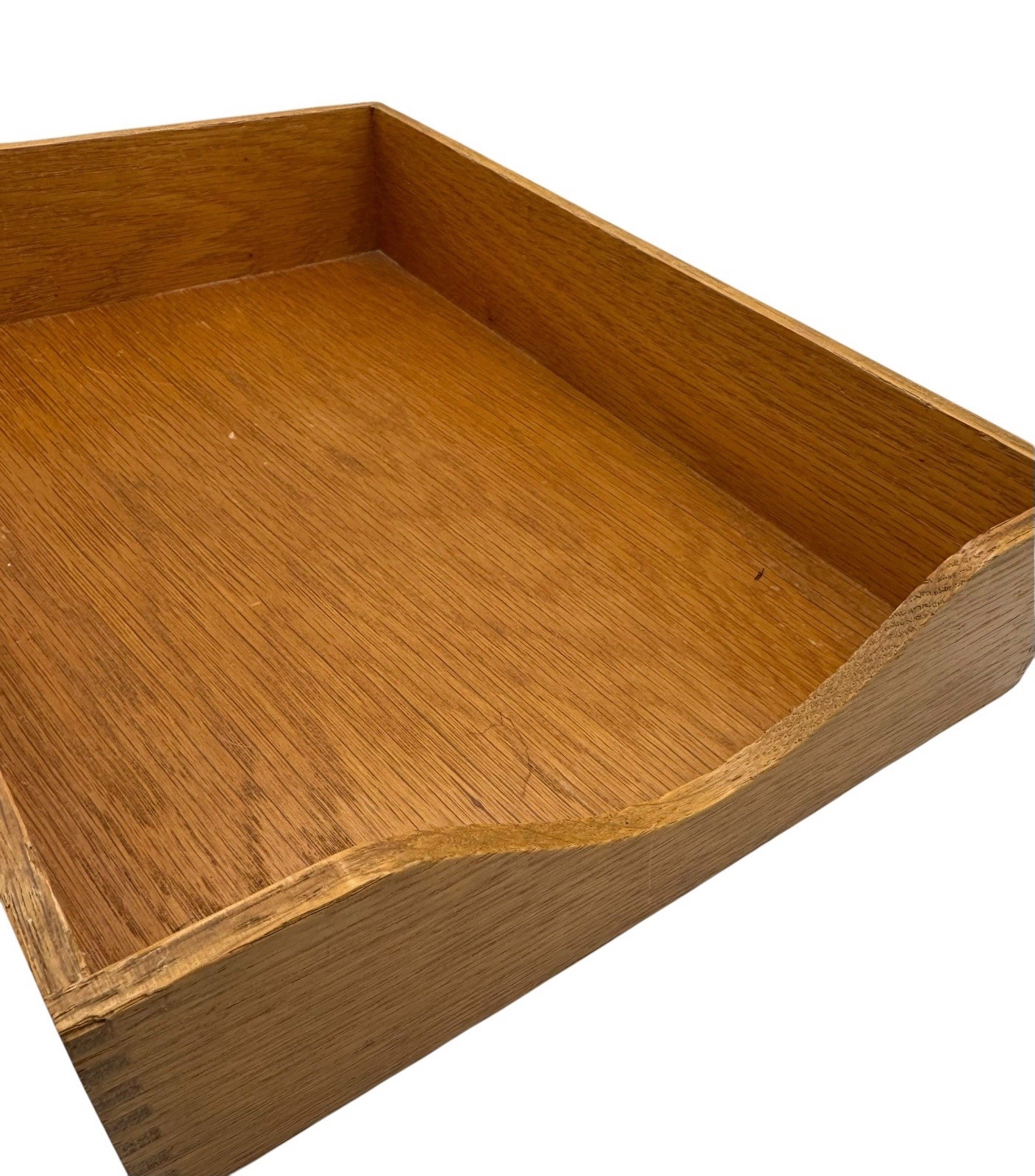 Vintage Wood Letter Trays Set of 2 Oak Dovetail Two Sizes Desk Paper Office Box