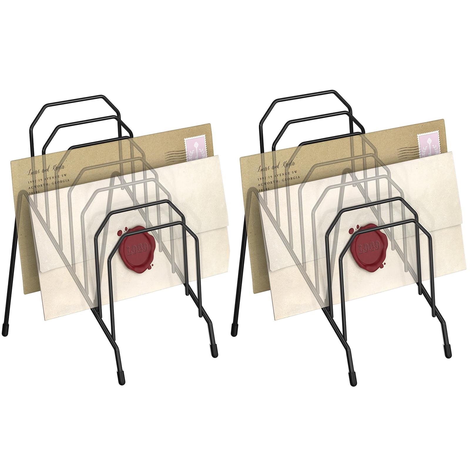 2 PCS Incline Desk Mail Organizer 6Section Vertical Sorter Rack Office Home