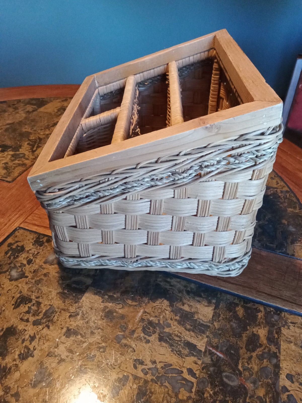 Rattan Wicker Desktop/ Cutlery Organizer Storage Basket 11″ X 8″