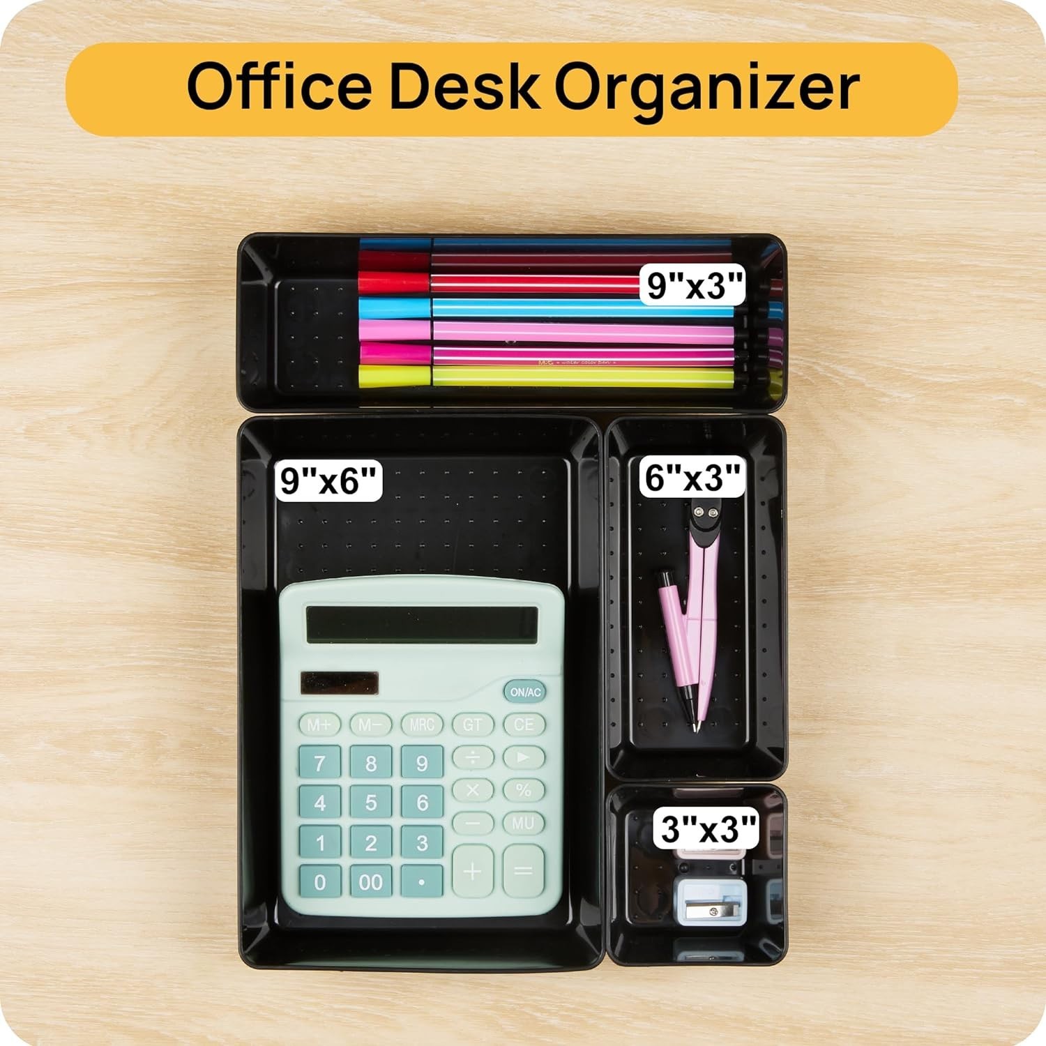 25 PCS Office Desk Drawer Organizers Set, 4-Size Versatile Plastic Drawer Org…