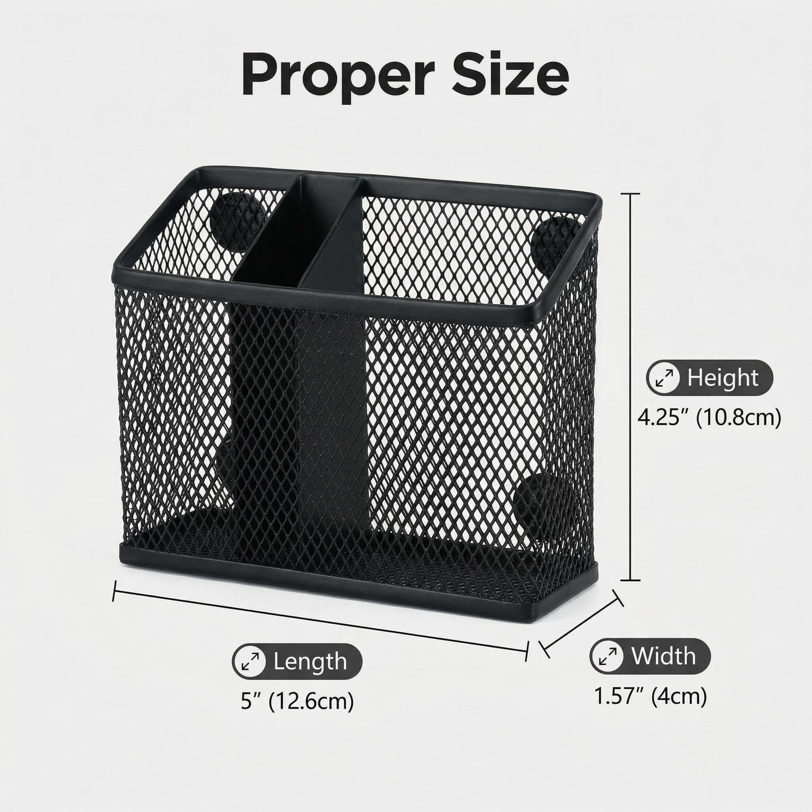 Magnetic Pen Holder 2 Pack, 3-Compartment Metal Mesh Magnetic Organizer for W…