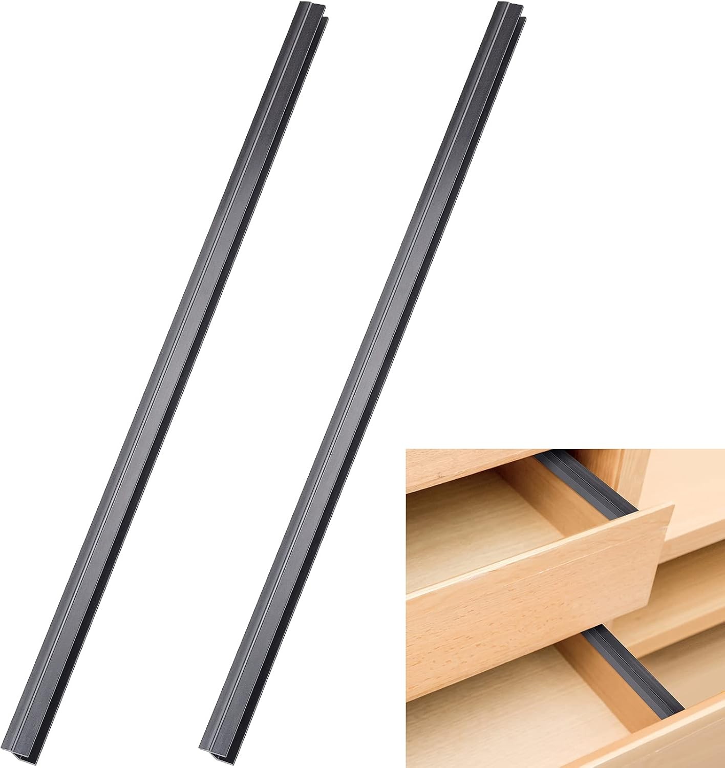 2 Pieces PVC Drawer Hanging File Rails Black Cabinet Rails Hanging 1/2 Drawer