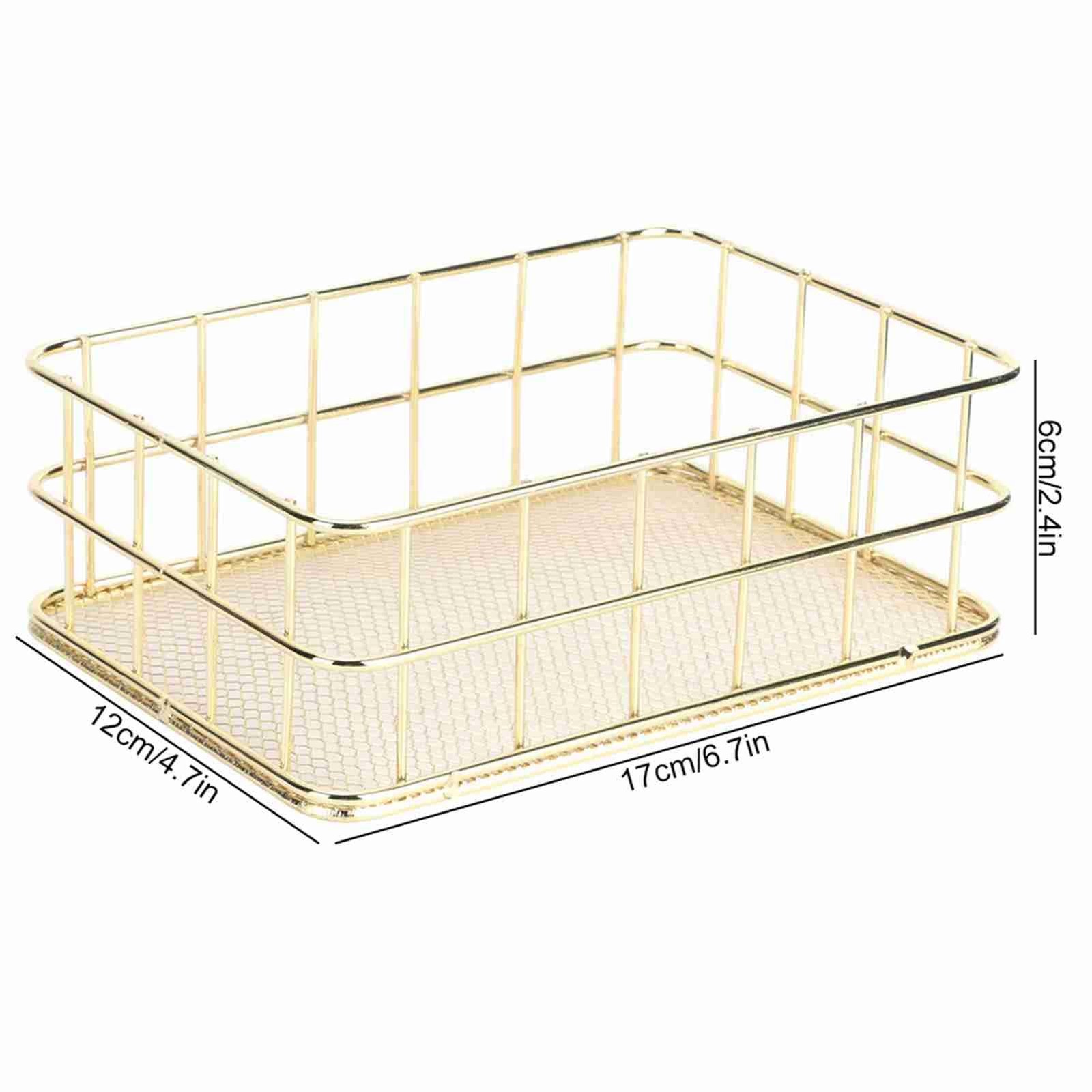 Joyzan Gold Iron Storage Basket, Metal Desktop Wire Mesh Tray Desk S,