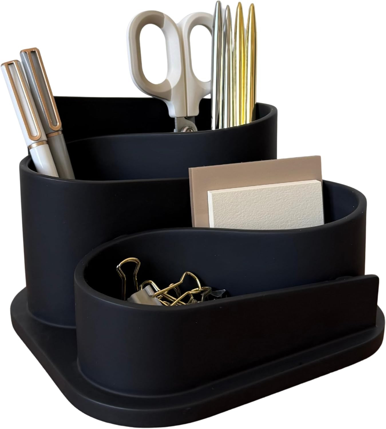 Black Desk Organizer with Pen Holder – Aesthetic Desk Accessories for Women Offi