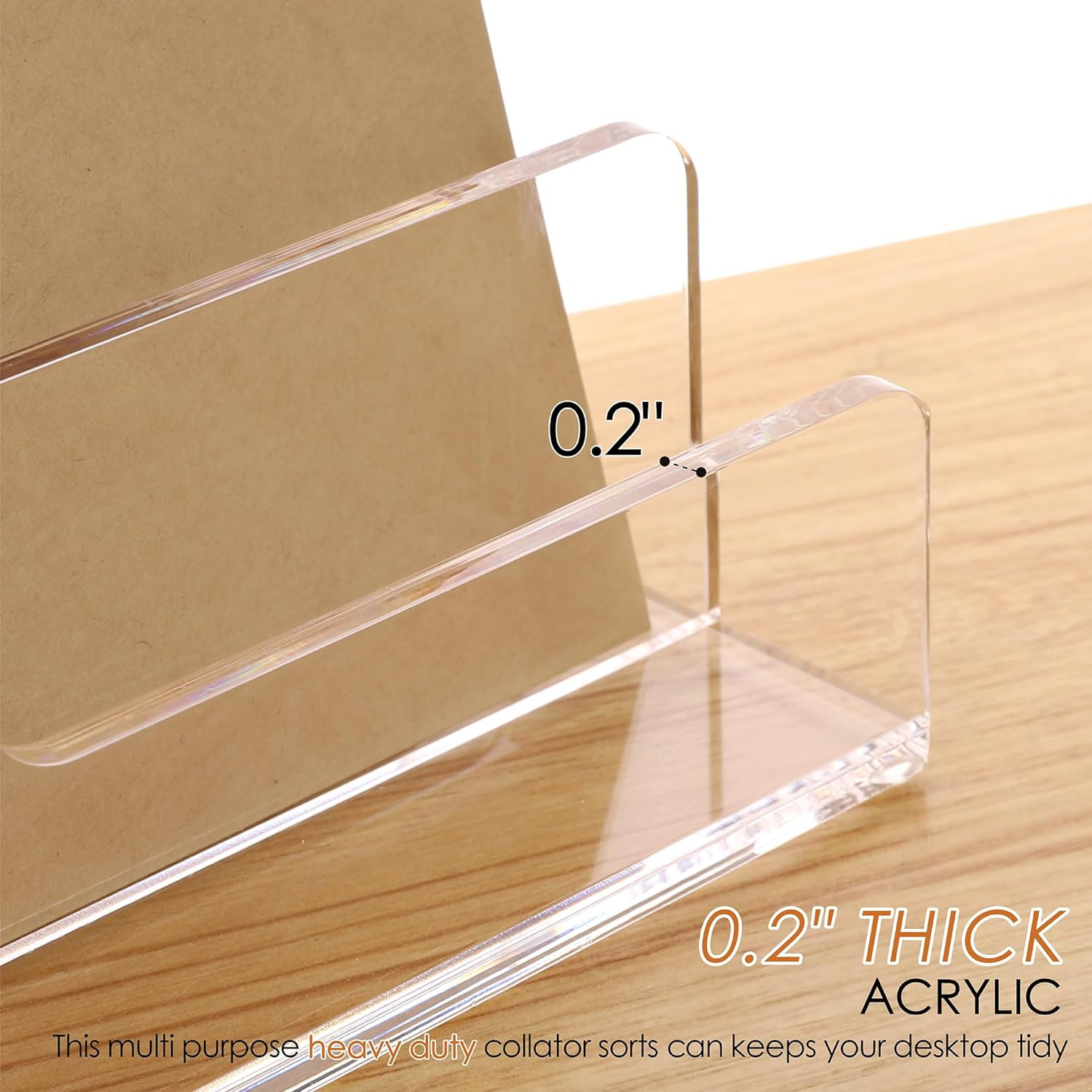 Mail Organizer Letter Holder for Desk 3Compartments Acrylic Desk Organizer Clear