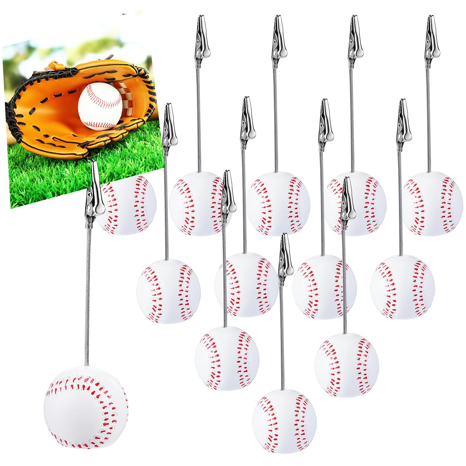 Jetec 12 Pcs Resin Sports Ball Base Memo Clips Alligator Wire Table Number Card