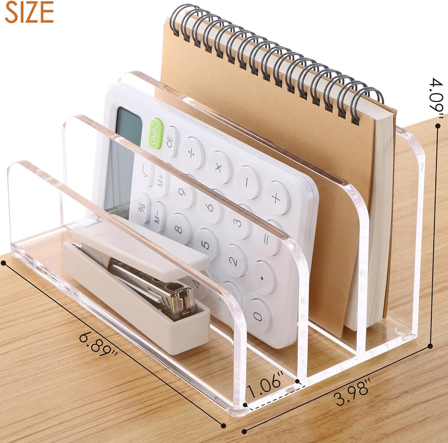 Mail Organizer Letter Holder for Desk 3Compartments Acrylic Desk Organizer Clear