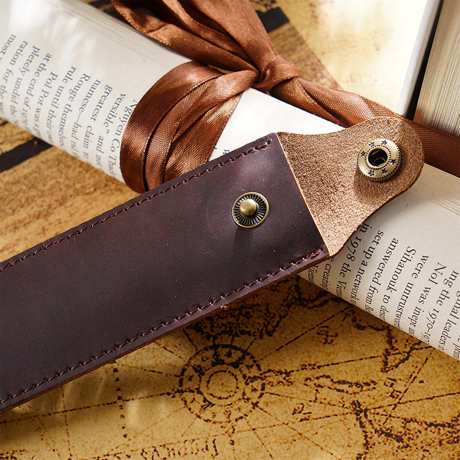 Vintage Genuine Leather Pen Case Handmade Fountain Pen Pouch Protective