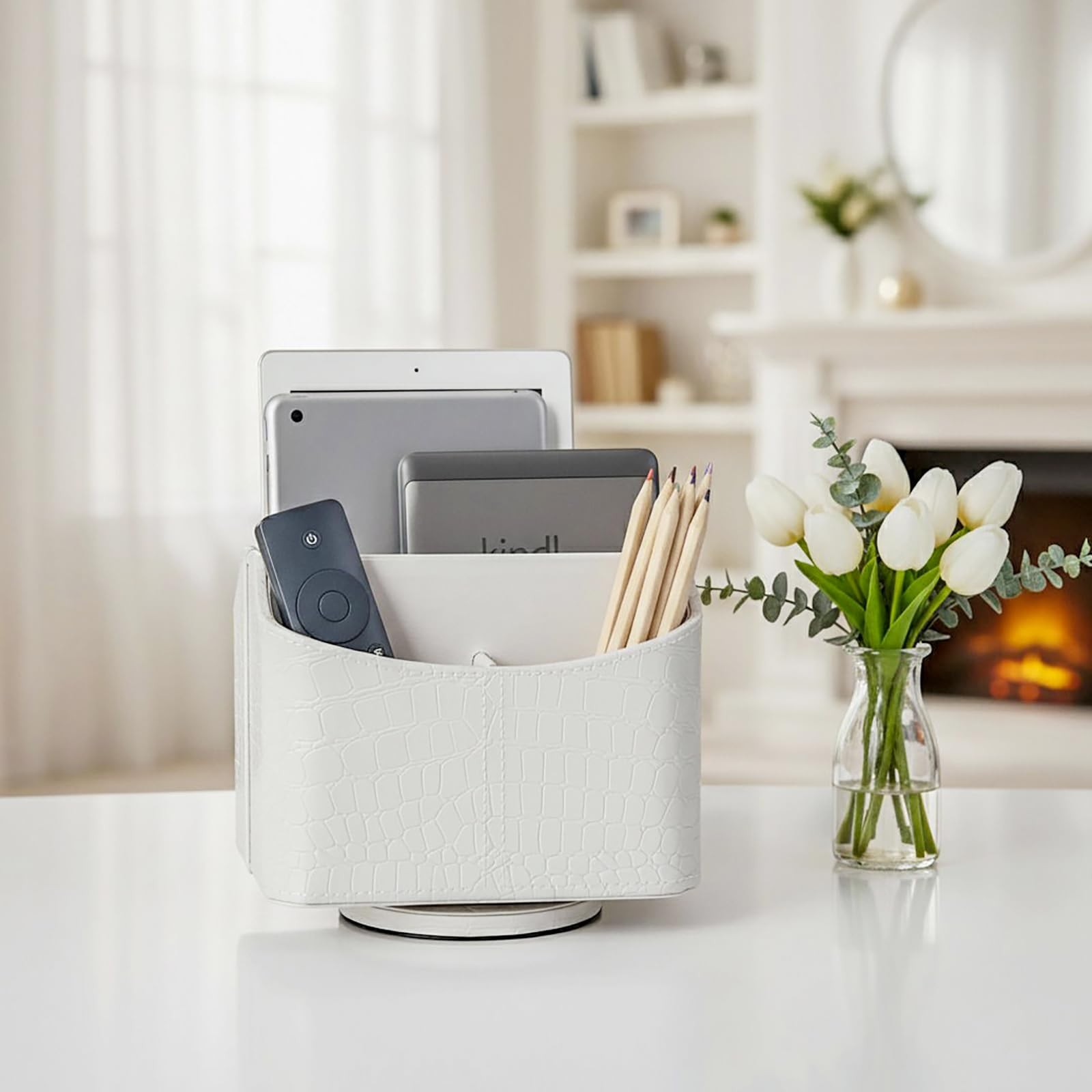 Rotating Desk Organizer, 360 Desk Spinning Caddy, Desktop TV Guide//Media/Rem…
