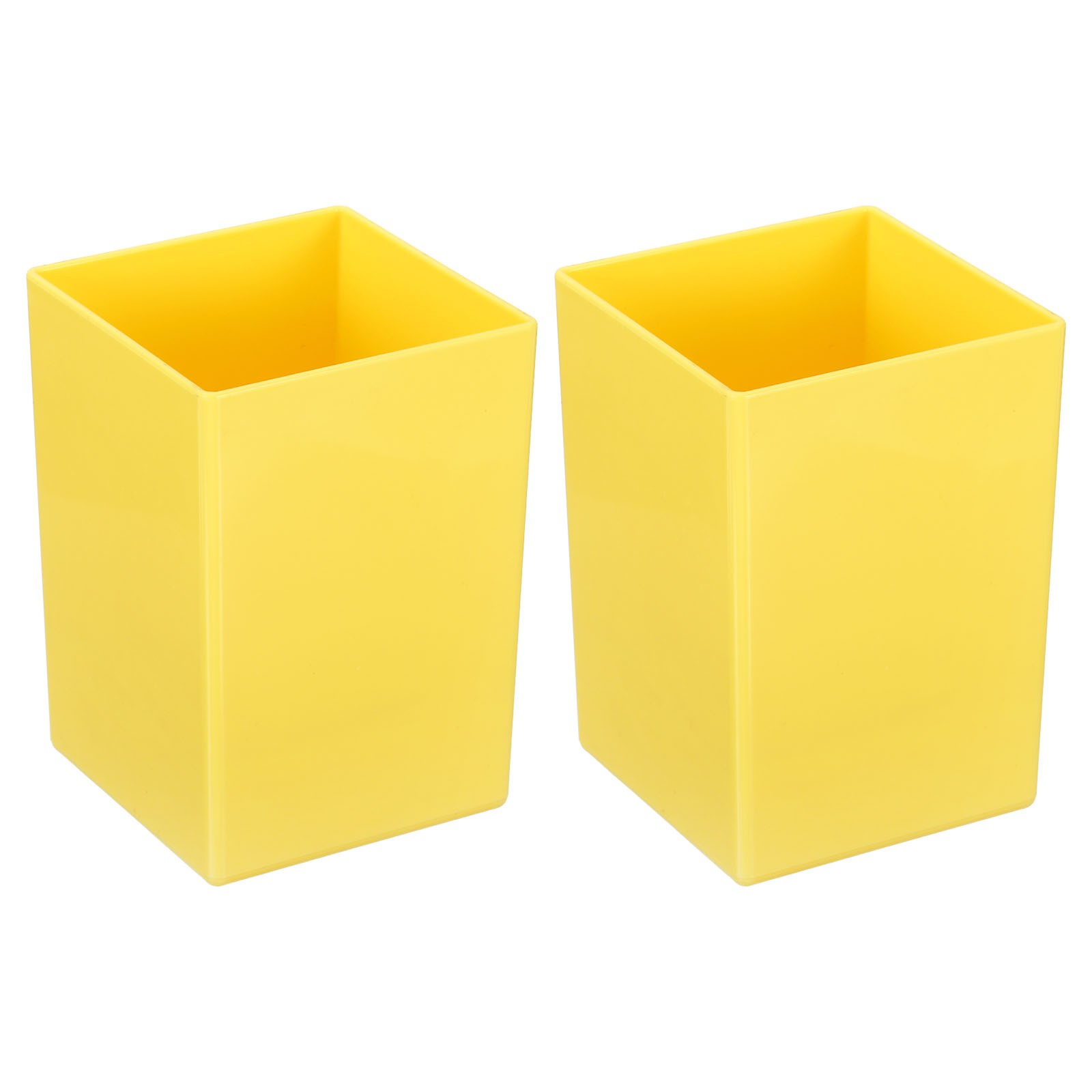2pcs Pencil Holder, Plastic Makeup Brush Holder Square Desktop Organizer, Yellow