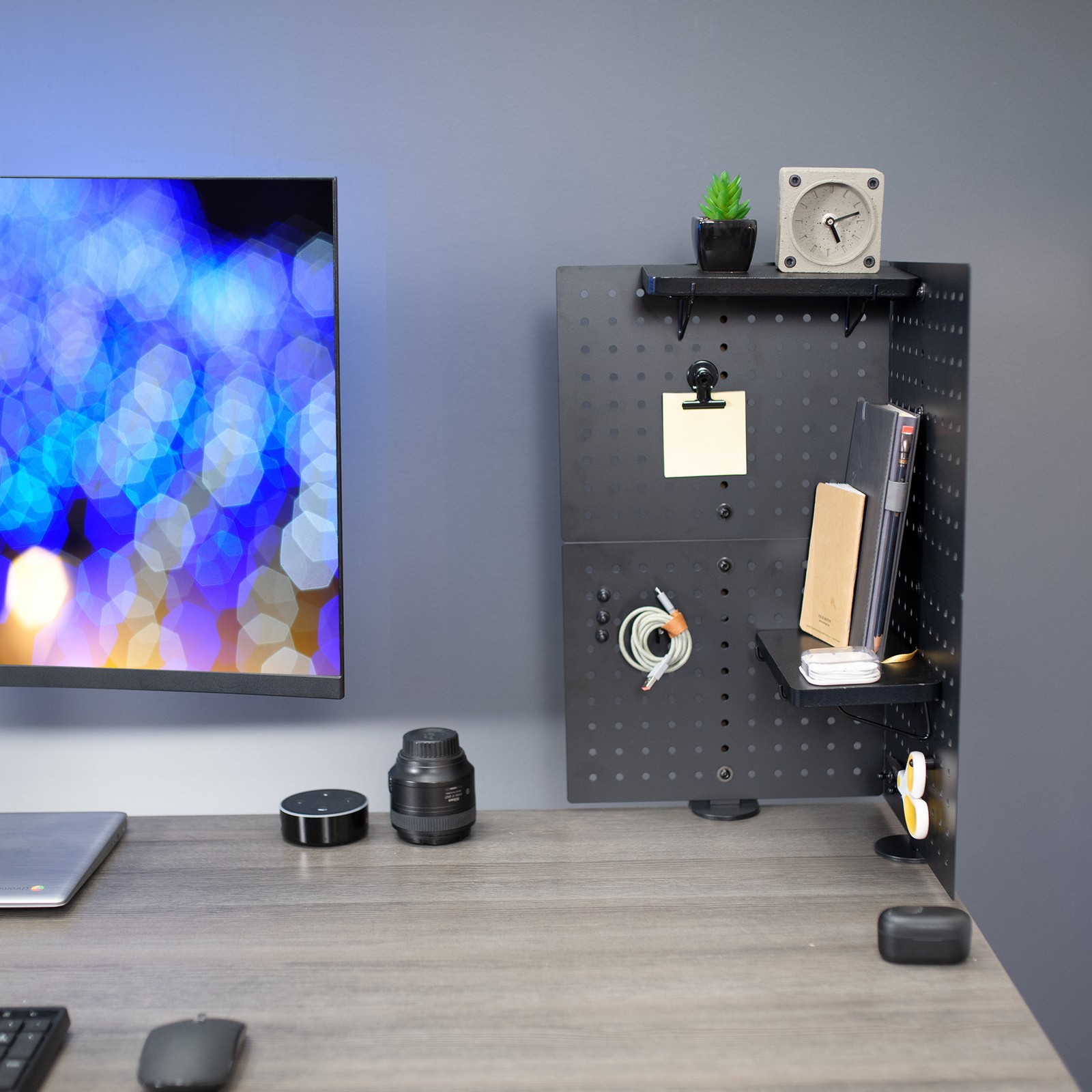 VIVO Steel Clamp-on 20″ x 24″ Desktop Pegboard (x2), Magnetic Privacy Panel