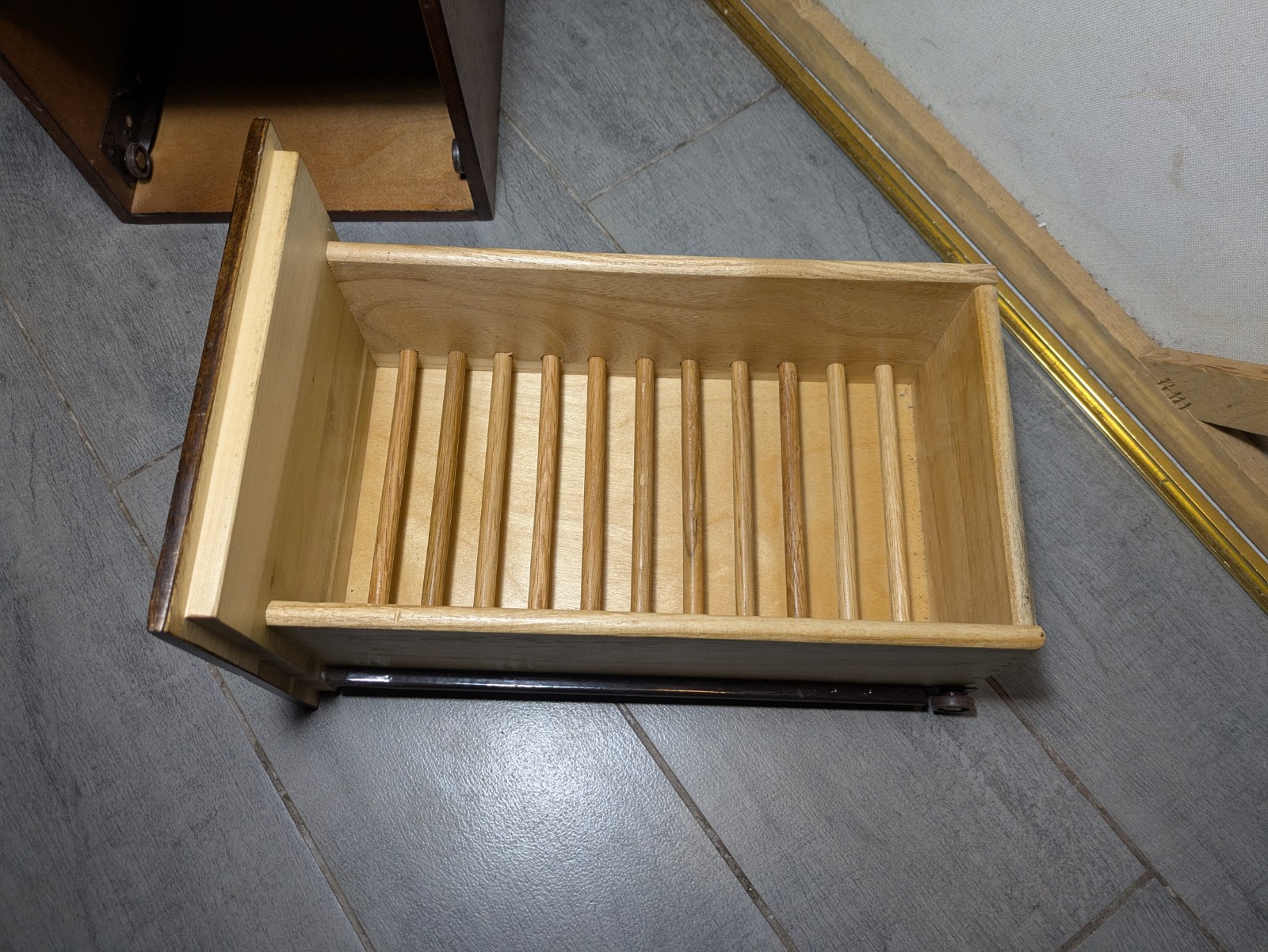 Vintage Wood Desktop Library Organizer Index Card Letter File Box Cabinet Drawer