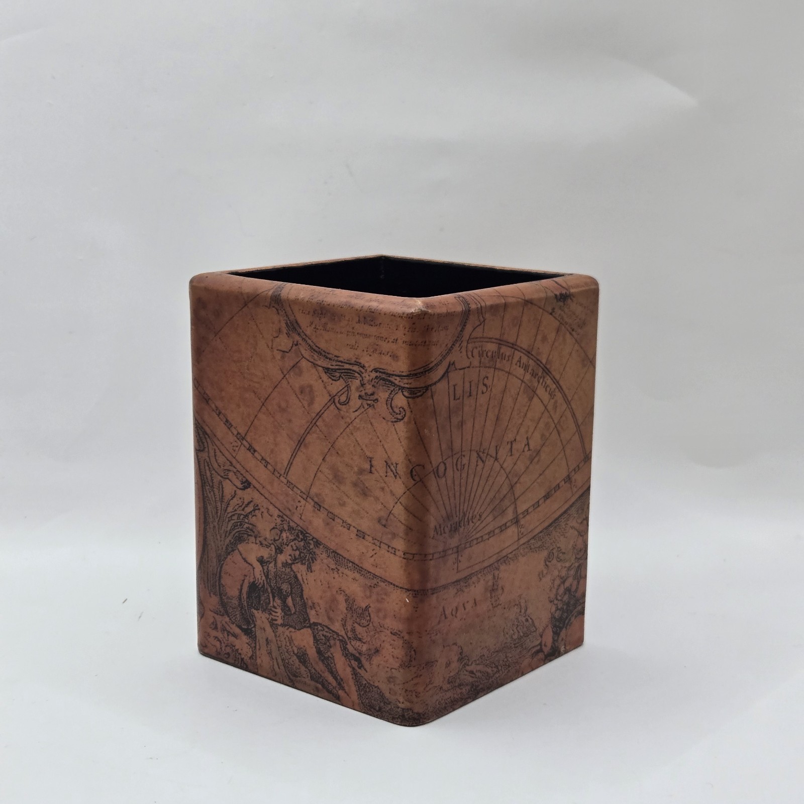 OOAK VTG Handmade Storia Art Inlay Pen & Pencil Holder Desk Office Decor 4.5″H