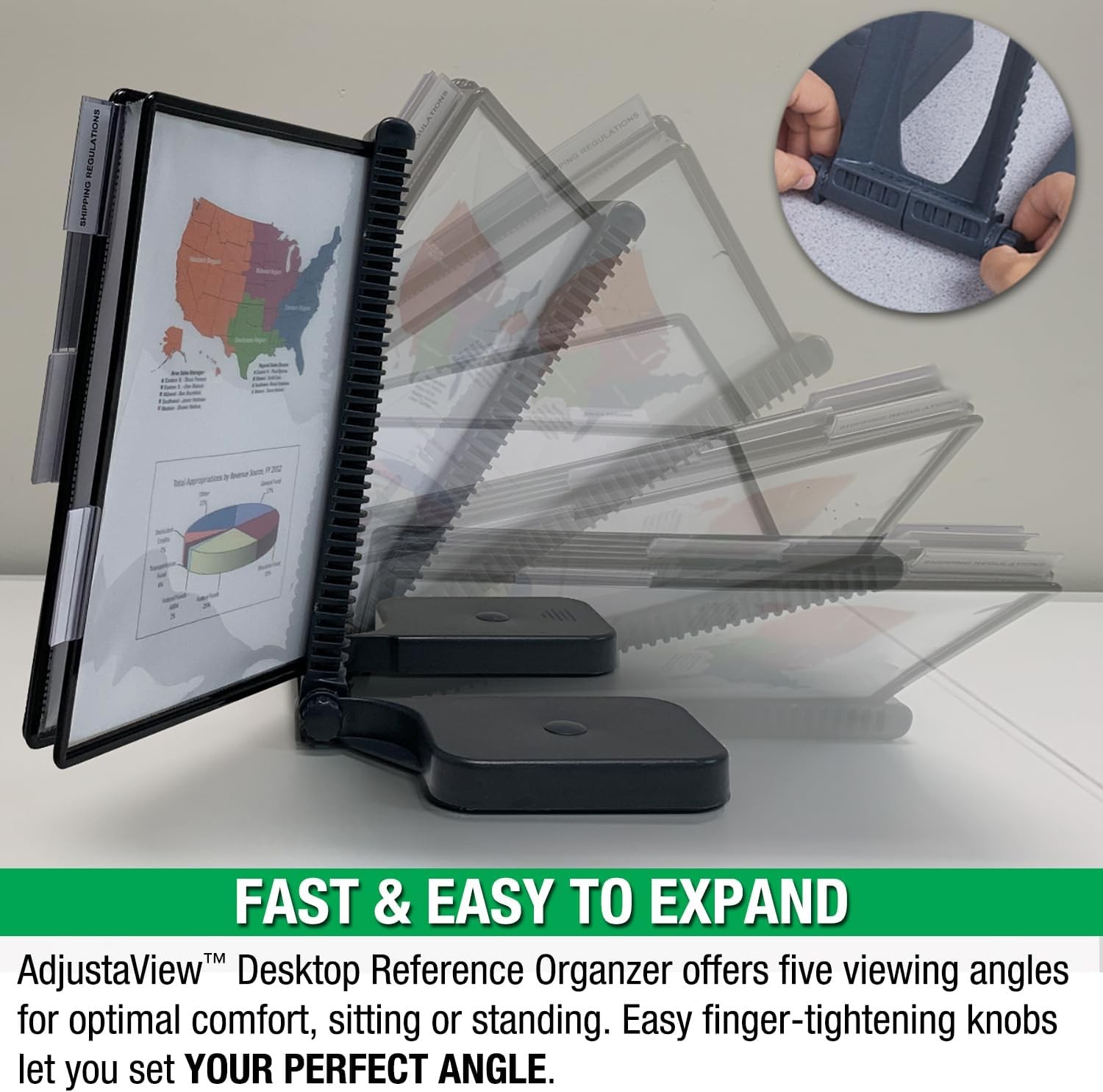 Ultimate Office AdjustaView 10-Pocket Desk Reference Organizer with Easy-Load Po