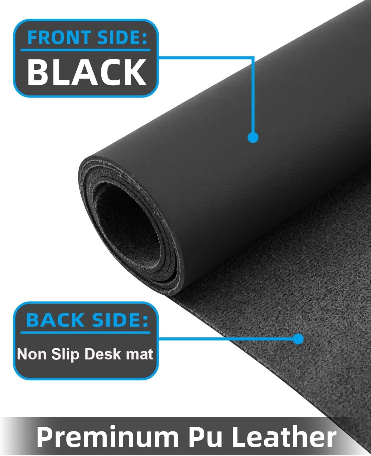 Extra Large Desk mat, Leather Pad Protector,Office 55″ x 17″, Black