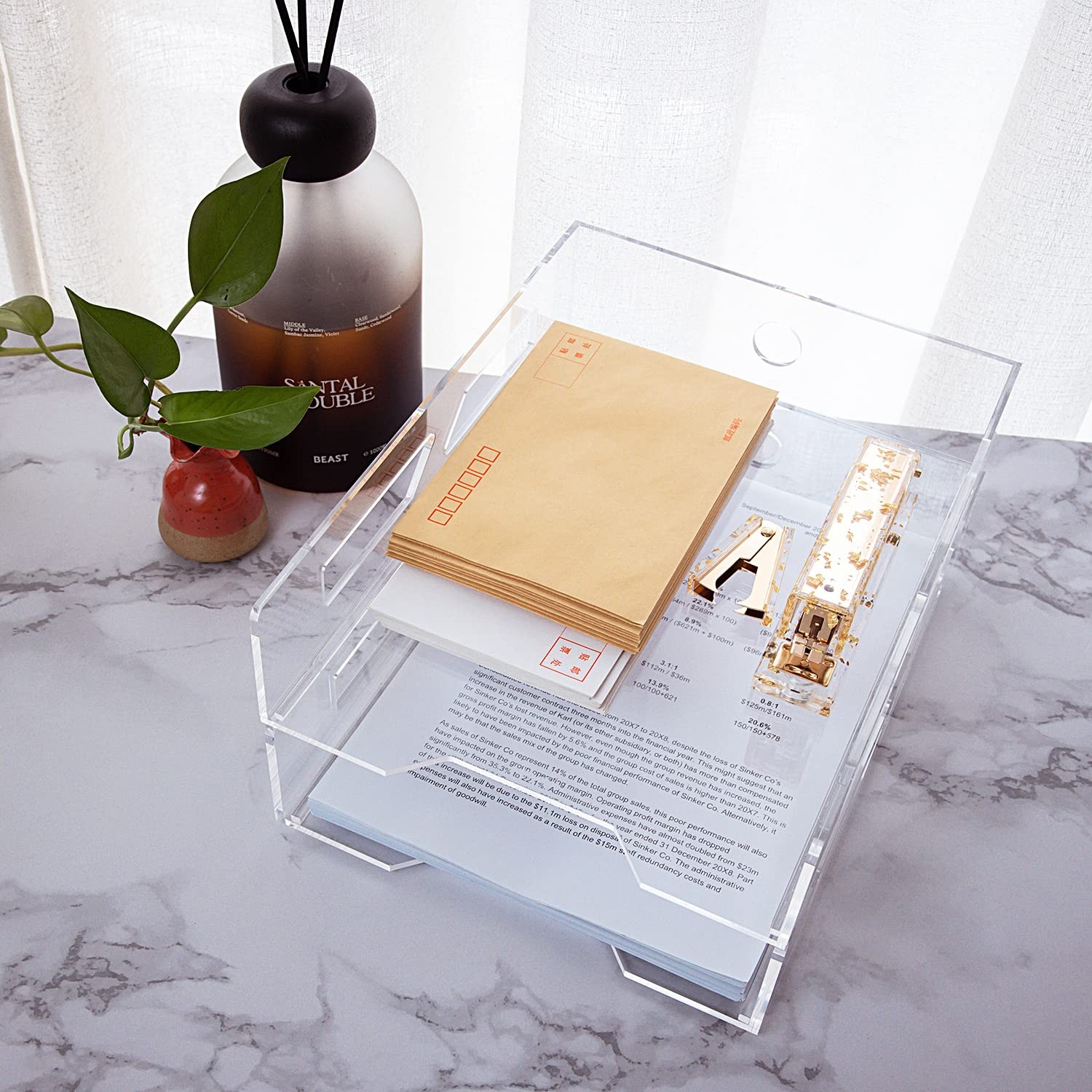 Acrylic Letter Tray TwoTier Fits A4 Clear Stackable Paper Organizer Trays