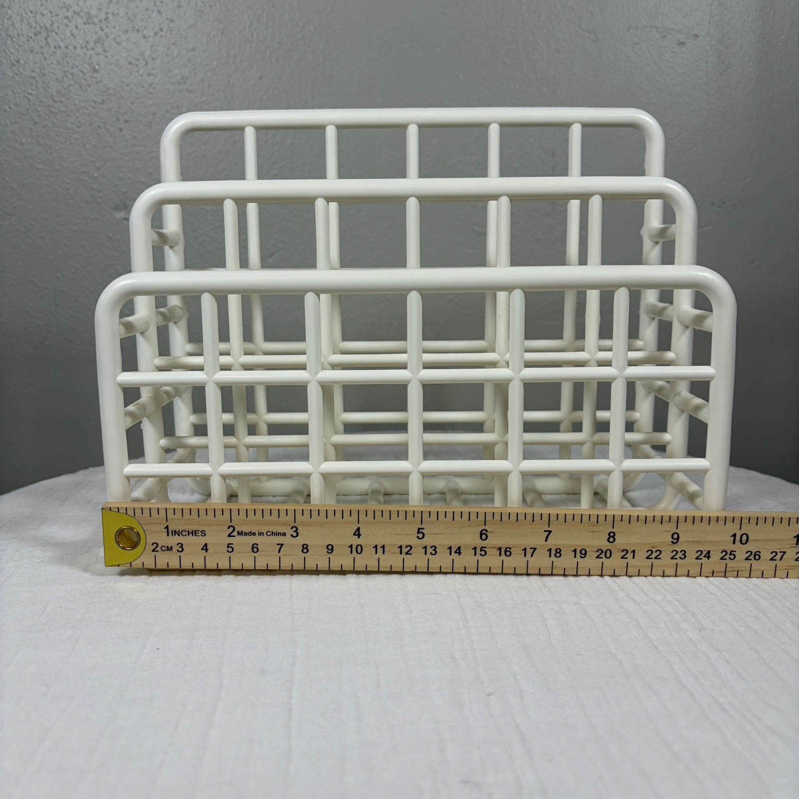 Vintage Yaffa Basic Concepts White Grid Letter Sorter Mail Organizer 1980s Desk