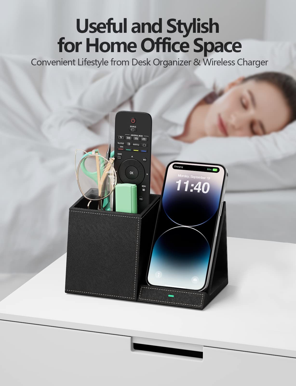 Desk Supplies Organizer, Multi-Functional Pencil Pen Holder with Wireless Cha…