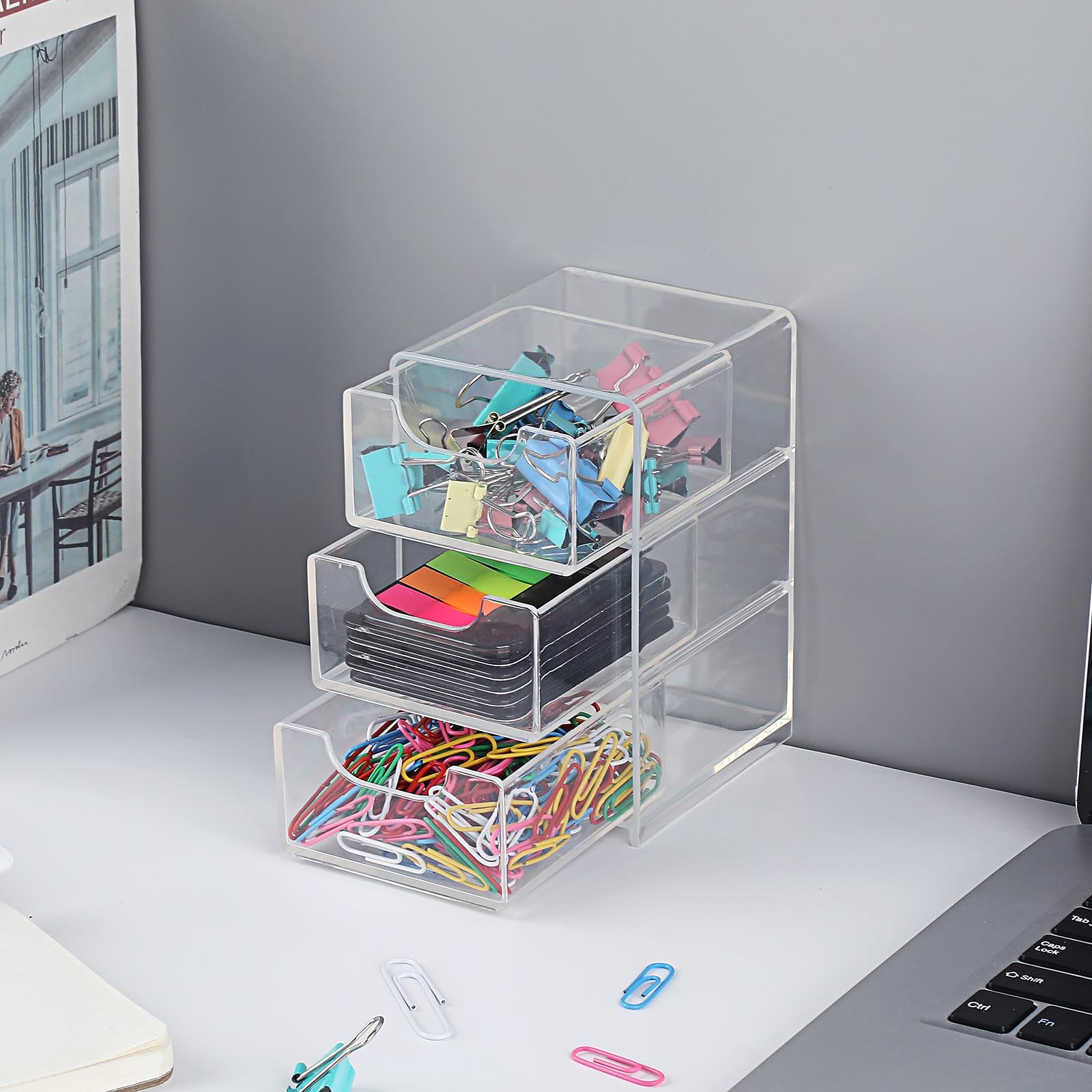 Hipiwe Acrylic Drawer Organizer Qtip Holder for Cotton Pad 1 Pack, Clear