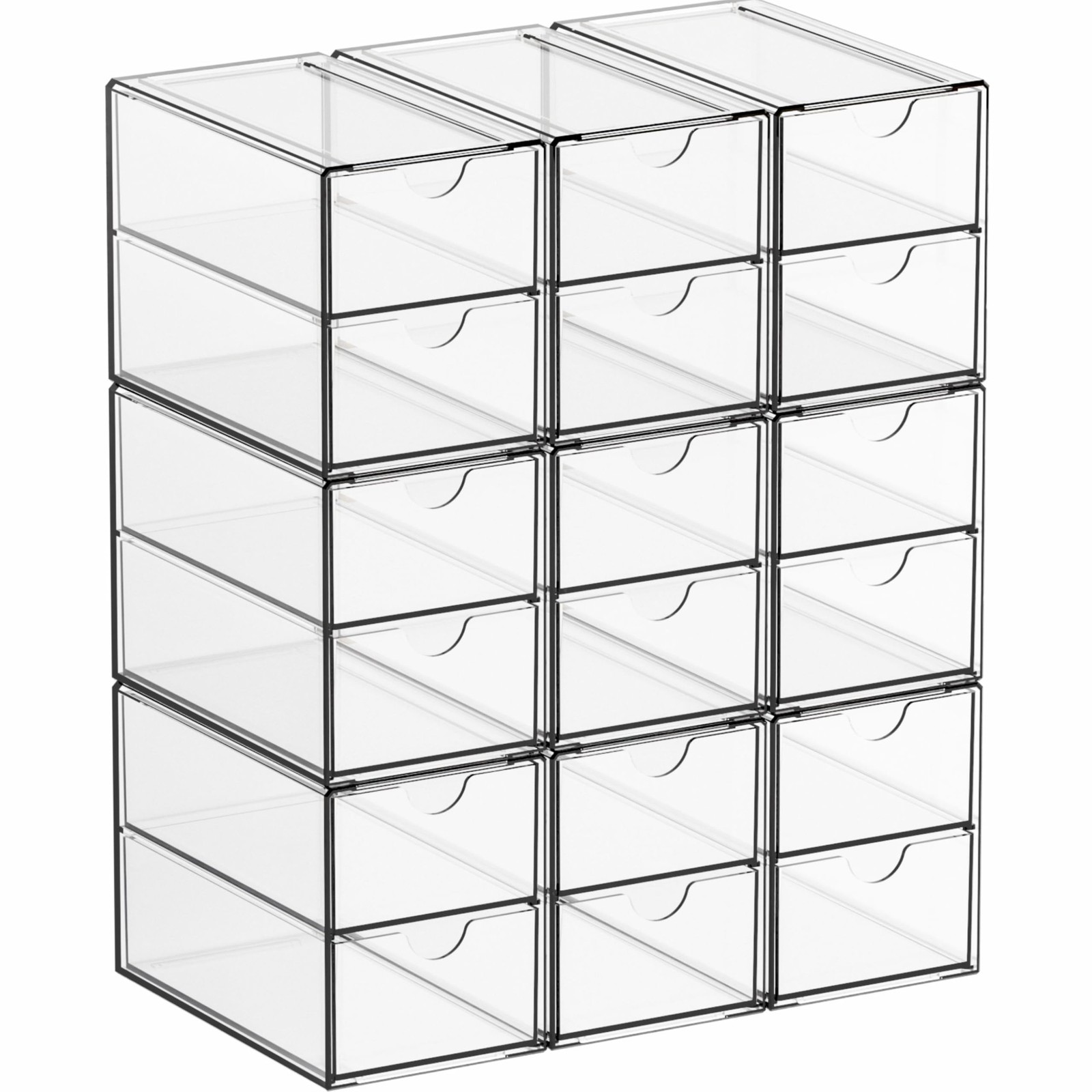 Clear Acrylic Drawer Organizers 9 Pack 18 Small Storage Bins Desk Craft