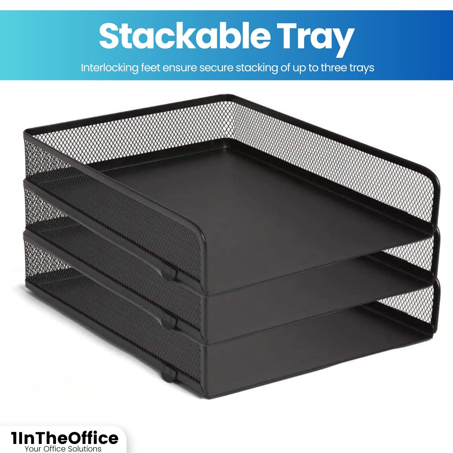 Desk Trays Stackable Letter Tray Matte Black Wire Mesh Front-Load Paper Tray …