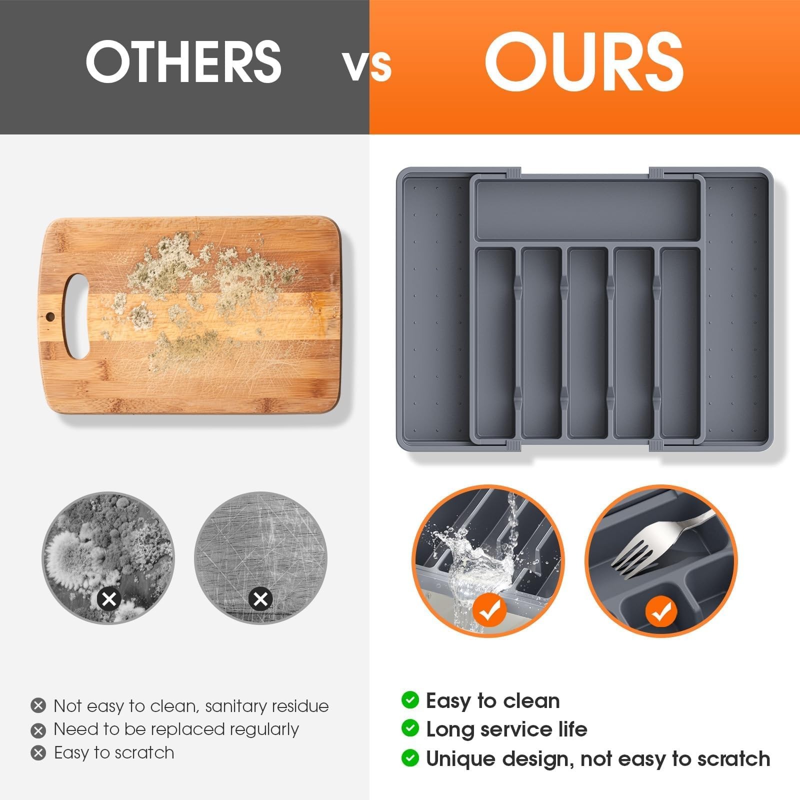 SpaceHacks Silverware Organizer,Adjustable & Expandable Utensil Drawer Organizer