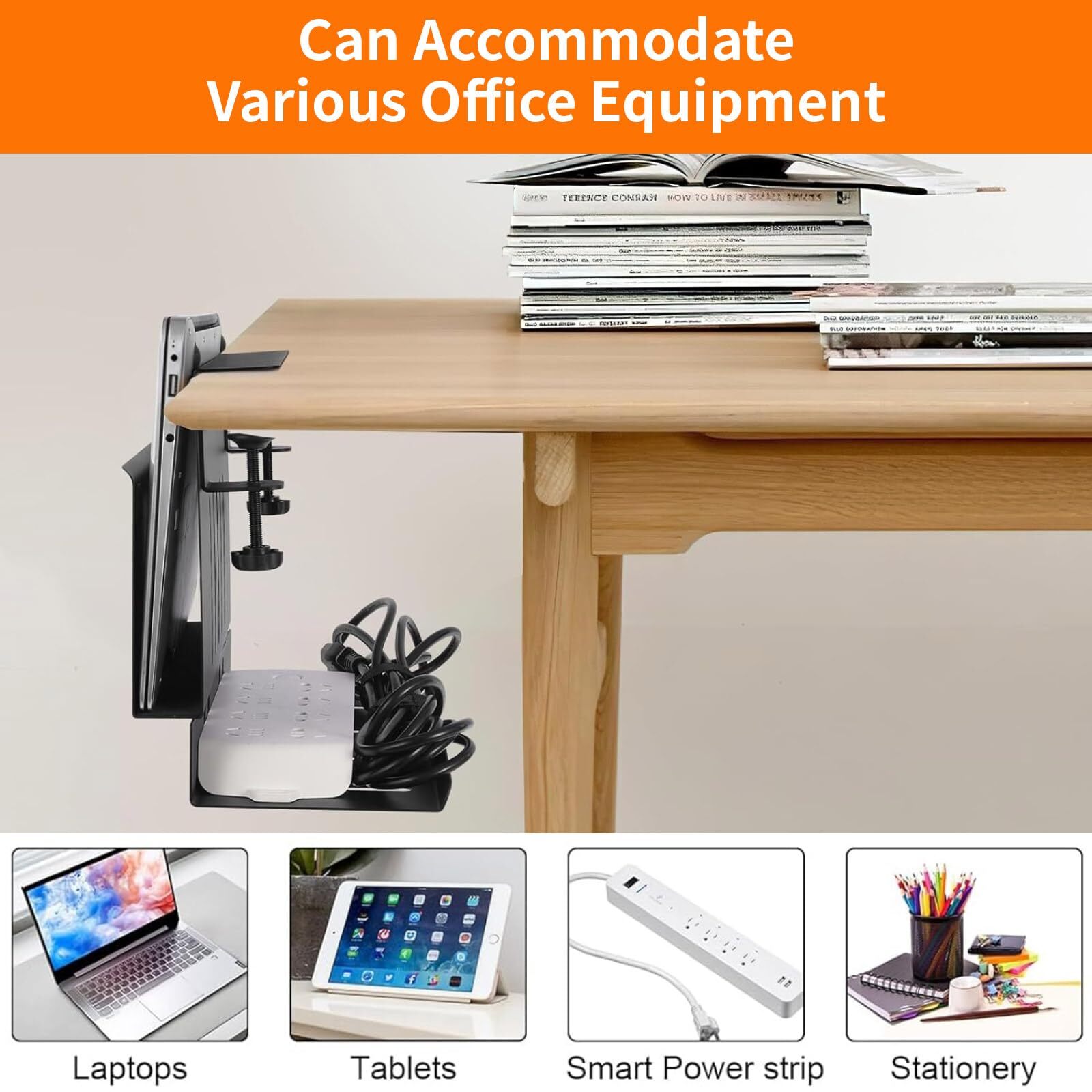 Desk Side Storage Under Desk Laptop Holder With Cable Management Tray 2 In 1 Ste