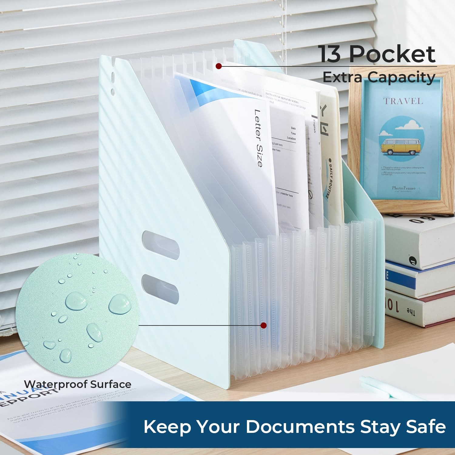 Y YOMA 2 Pack Expanding Magazine Holder with 13 Pockets | Portable Desktop Pl…