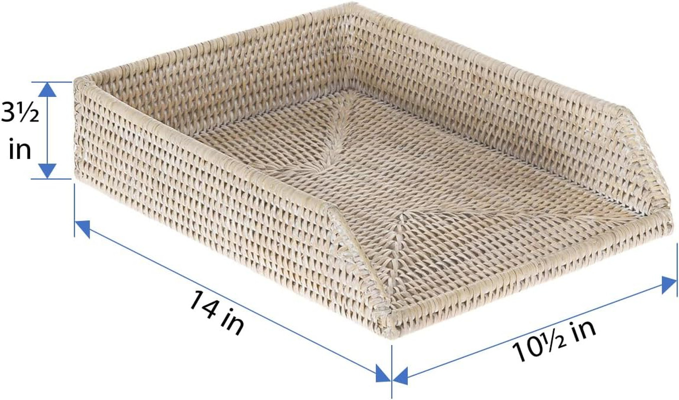 La Jolla Rattan Stackable Letter Tray – Stylish Paper Organizer in White Wash