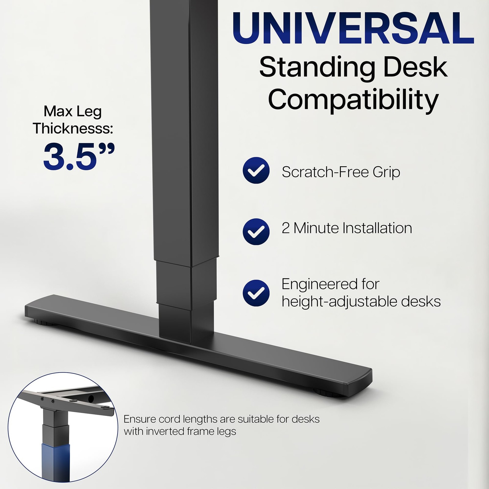 VIVO Adjustable Clamp-on Desk Leg PC Mount, Under Black