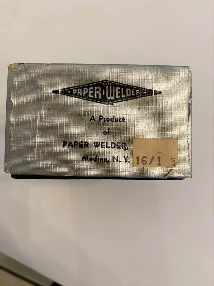 Vintage Paper Welder Chrome Stapleless Paper Fastener w/ Original Box