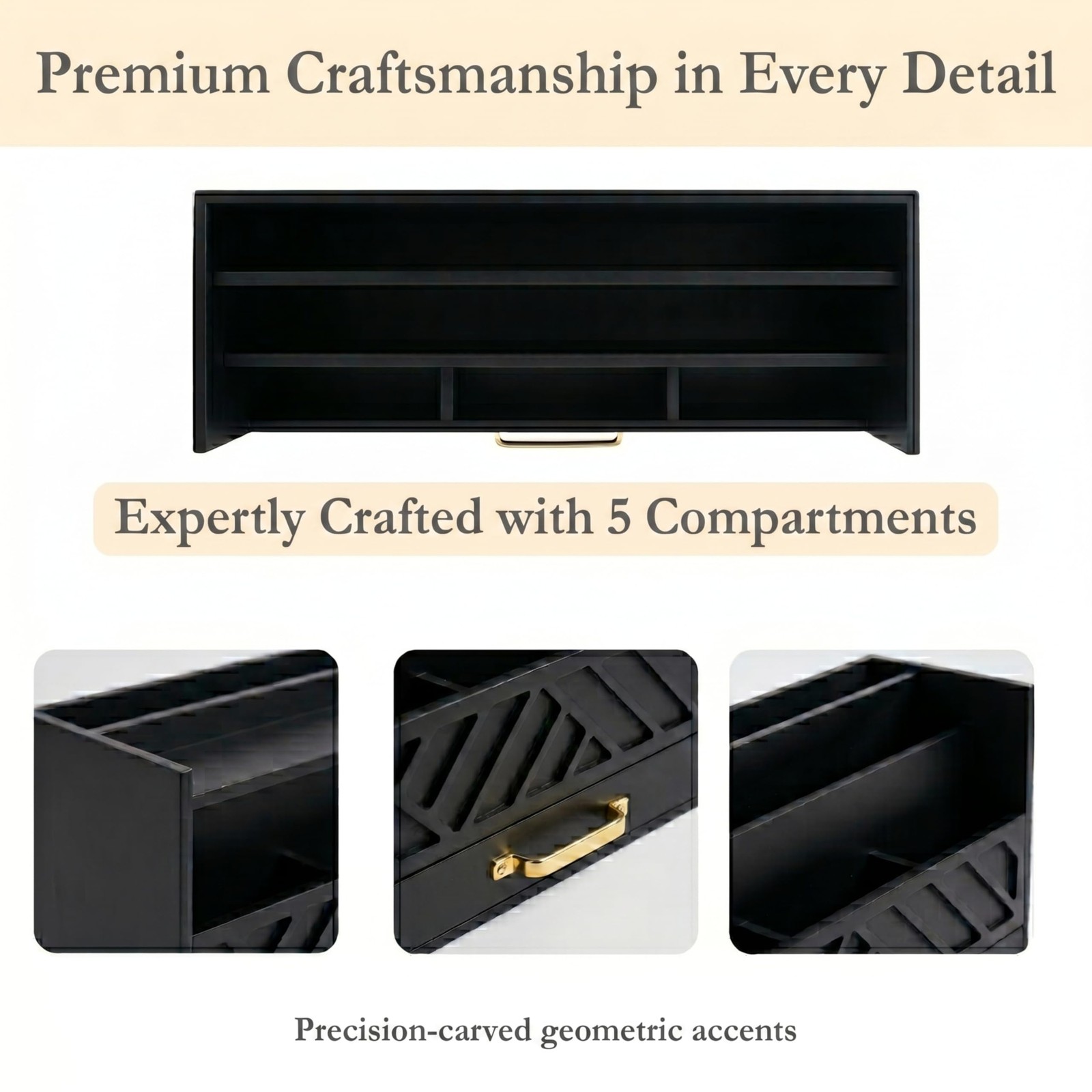 BLU MONACO | Wooden Mail Organizer with Drawer and Gold Handle | Mail Sorter …