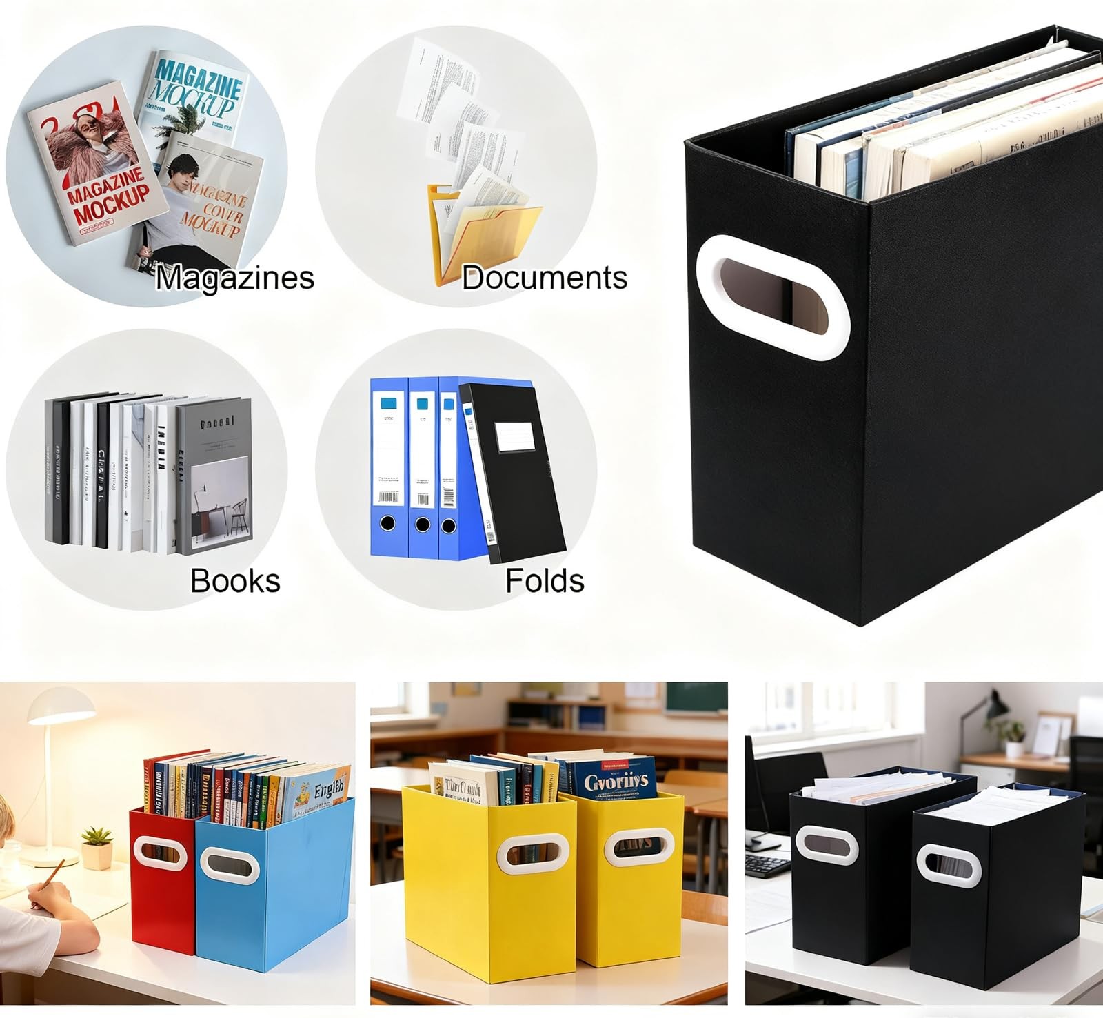 Black Cardboard File Organizer Storage Box Hanging Folder Letter Size Document