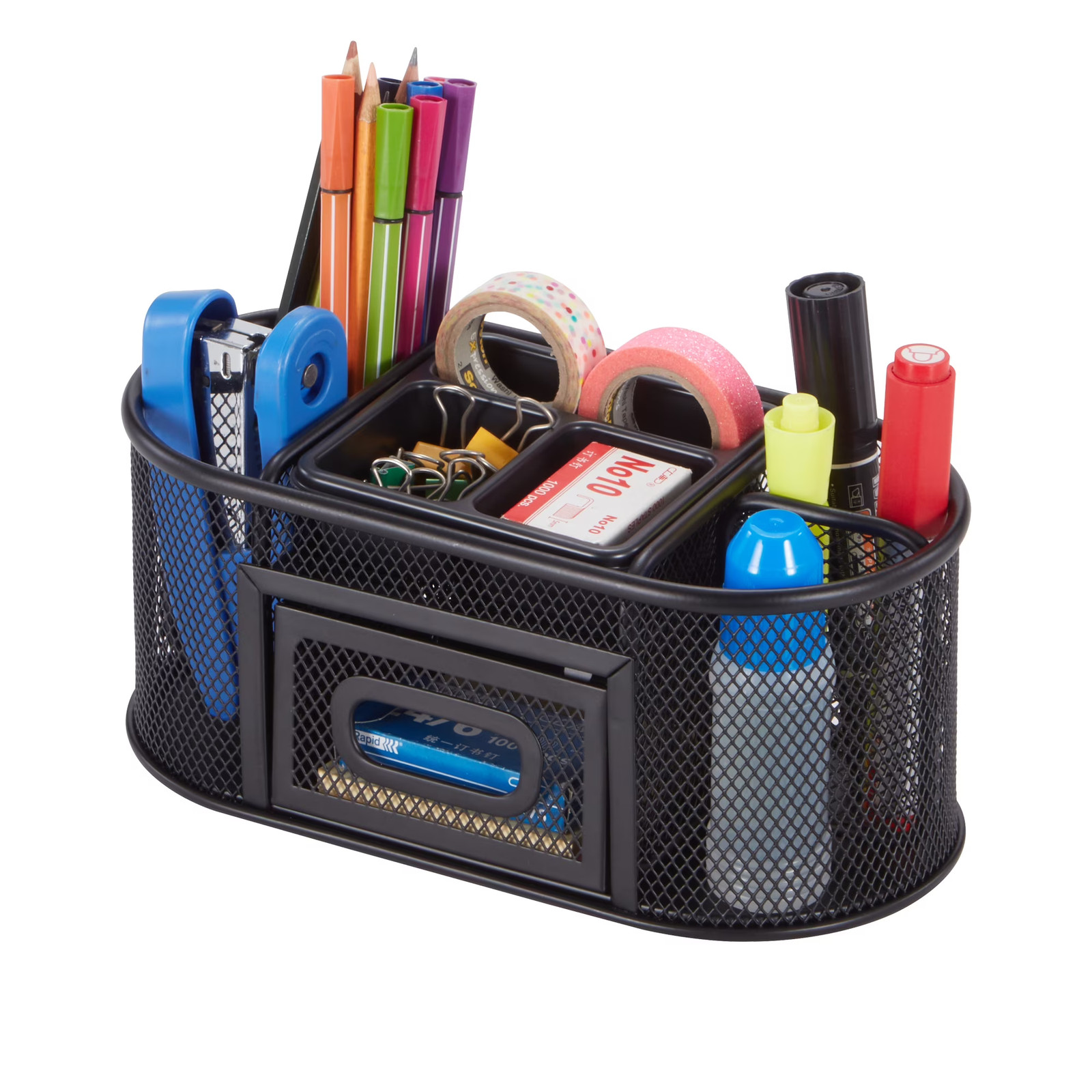 Pen+Gear Black Metal Mesh Desktop Organizer with 8 Compartments