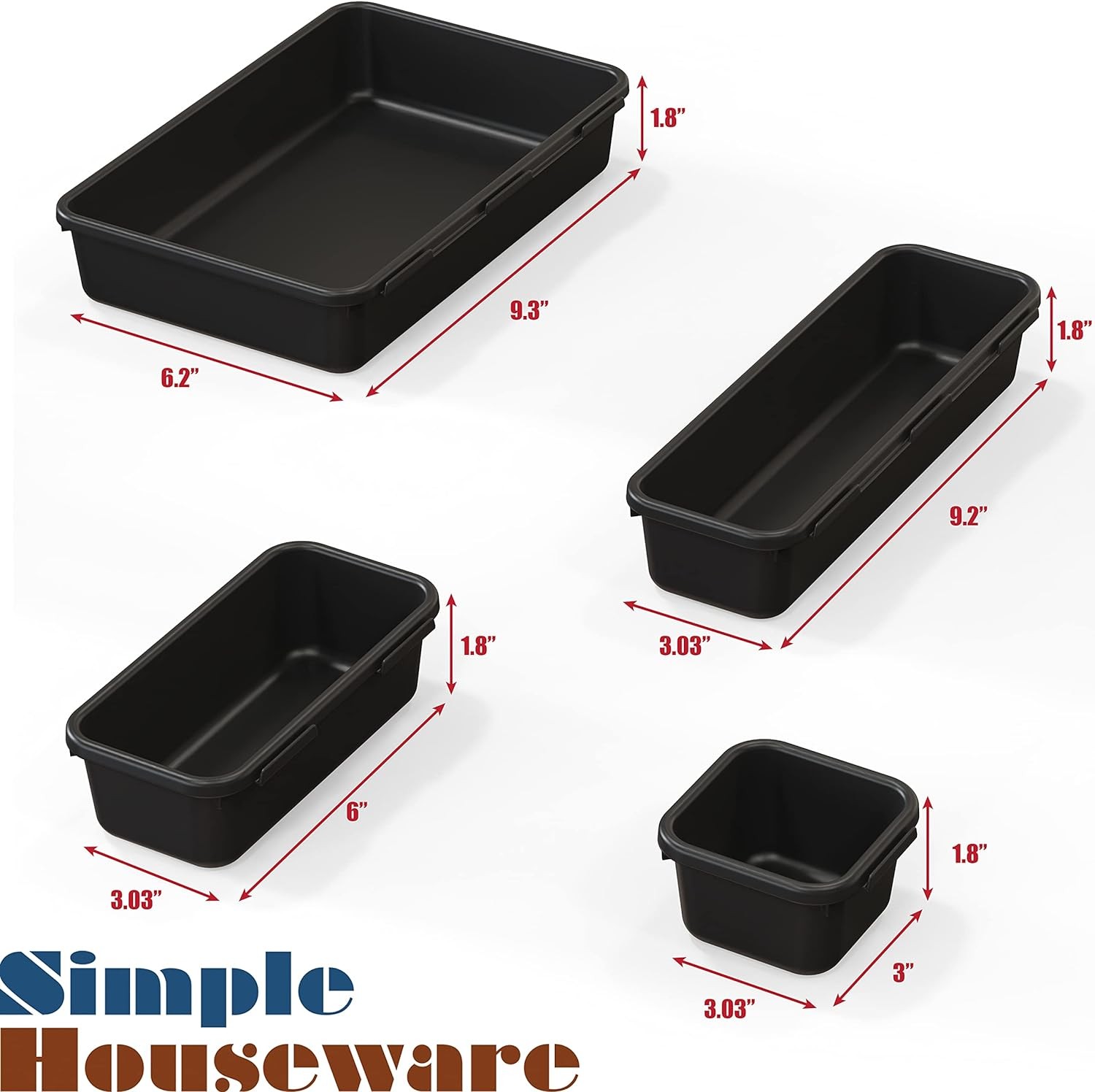 Desk Drawer Organizer Bins 10 Pack Black Cosmetics Storage