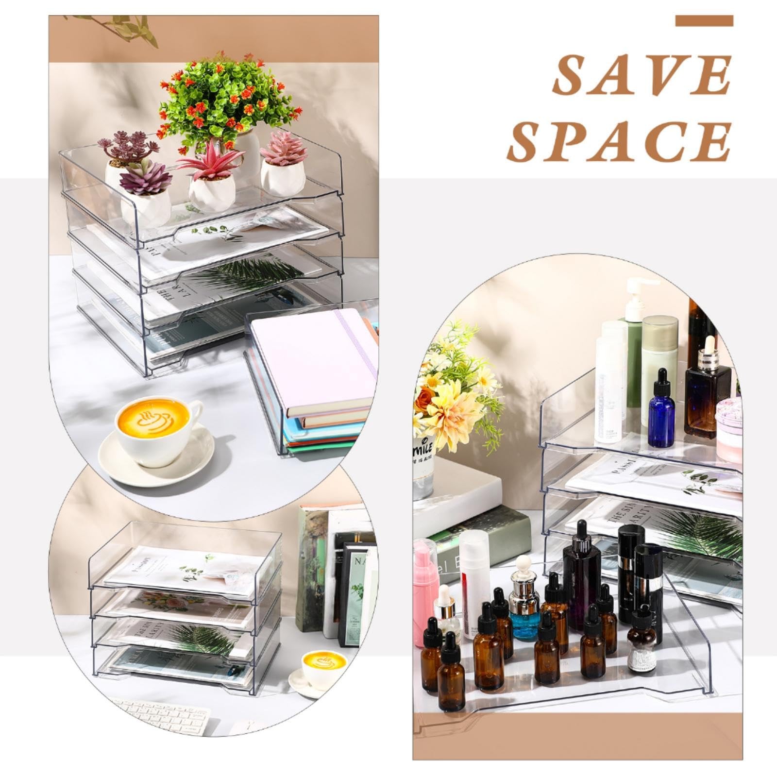 12 Pcs Stackable Letter Tray Rectangular Plastic Desk Organizer 13 x 9.5 x 2….