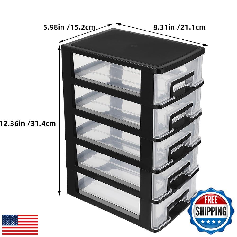 Angoily Desk Organizer with Drawer 5 Layers Desktop Storage Organizer Transpa