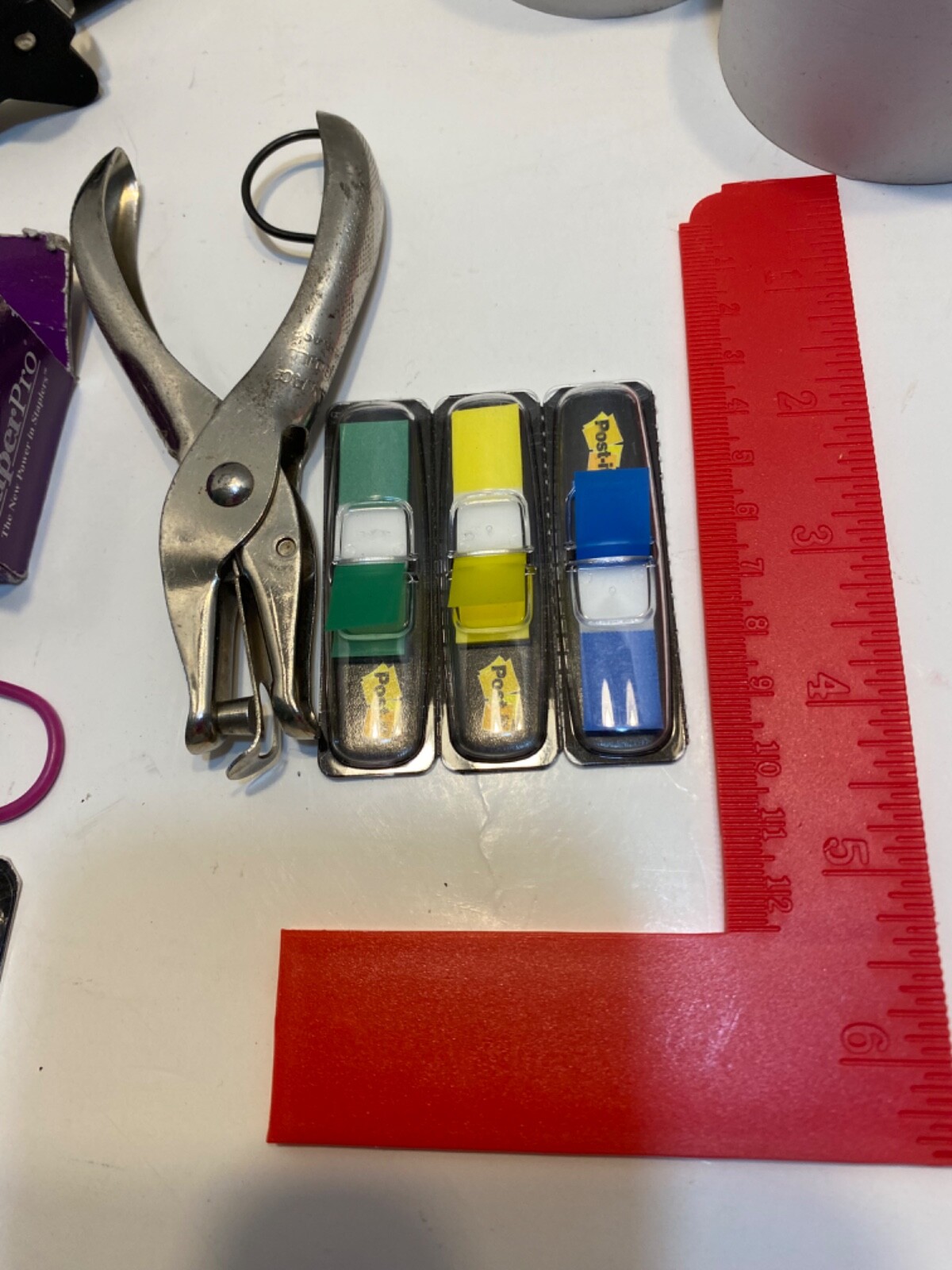 Various Office Supply Lot Erasers Pencil Staples Remover Post Its Scissors