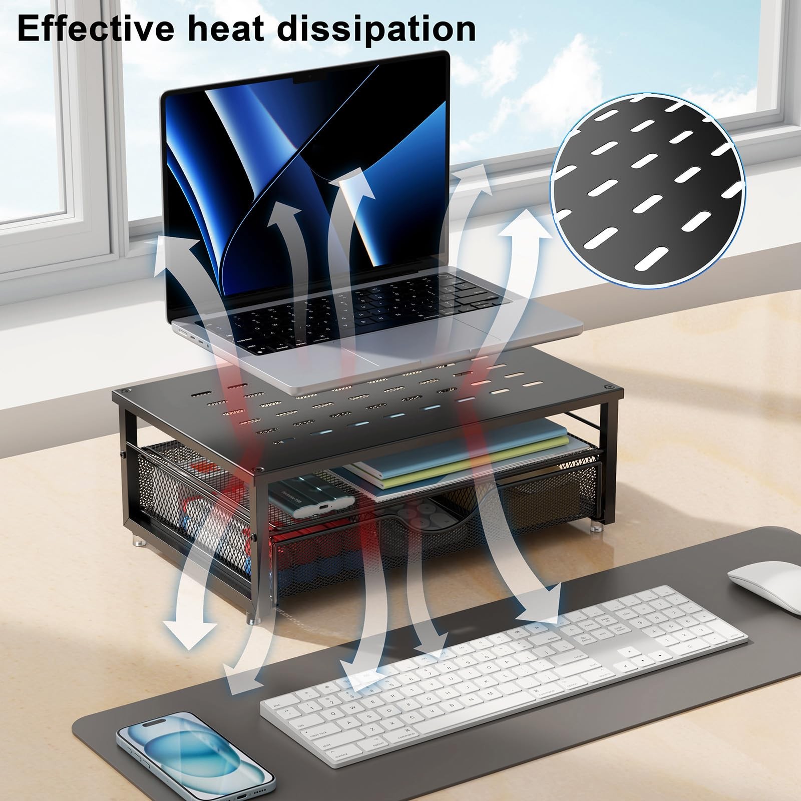gianotter Computer Monitor Stand Riser, Desk Organizers and Accessories Black