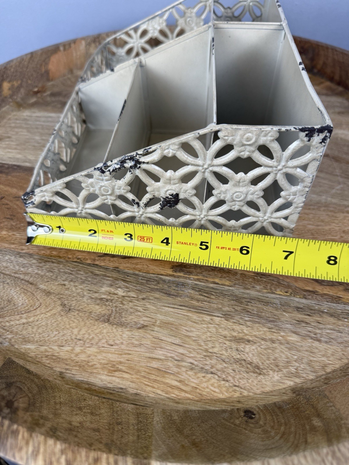 Farmhouse Metal Organizer Mail Sorter Desk Caddy Rustic Distressed