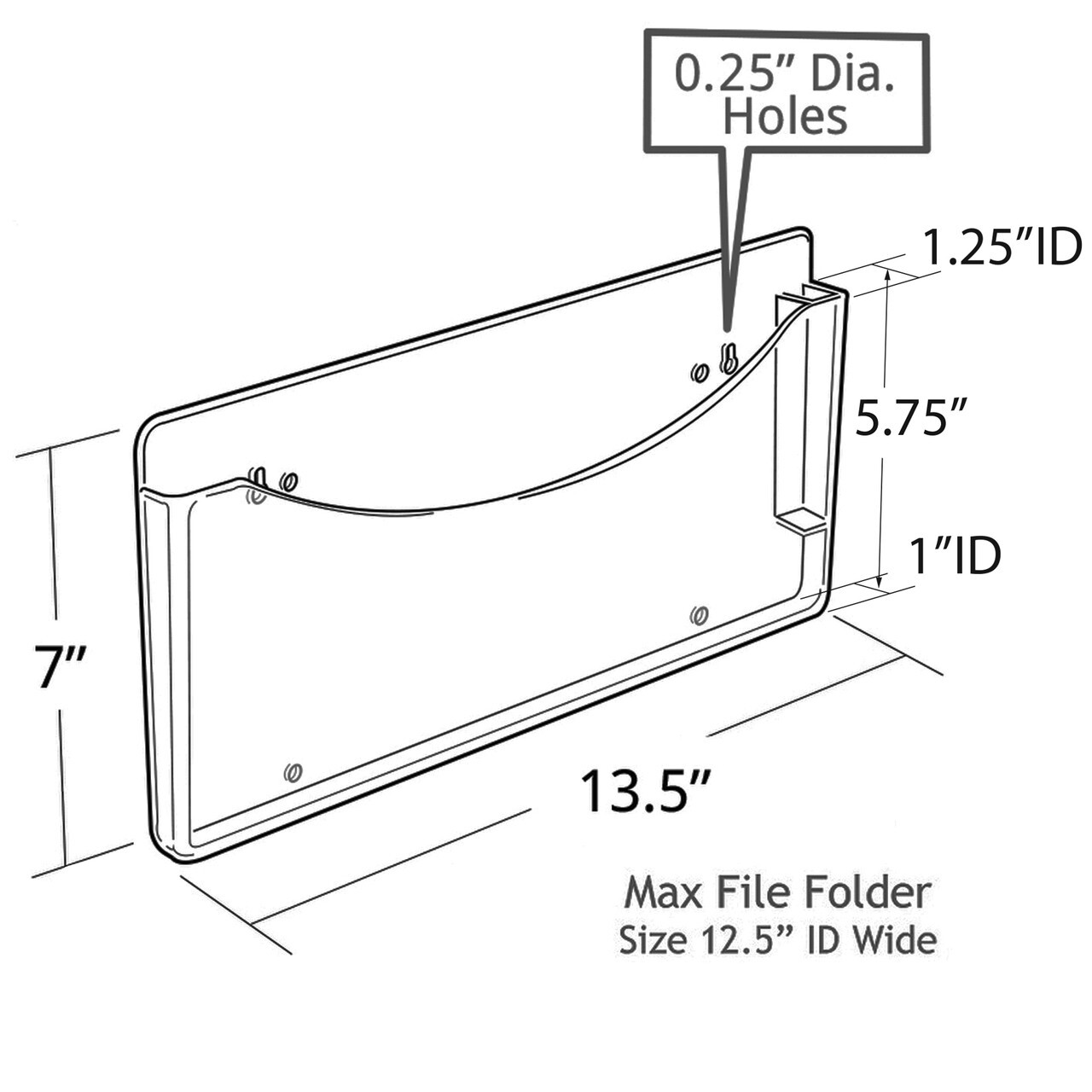 Azar Displays Clear Plastic Wall Mount File Holder with Pen Pocket, 2-Pack