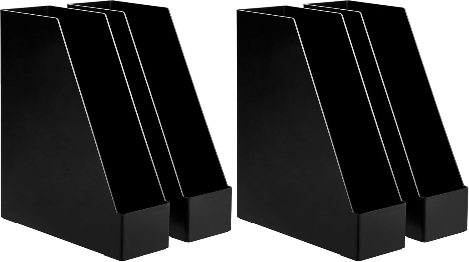 Plastic Desk Organizer Magazine Rack & File Holder Black 2-Pack