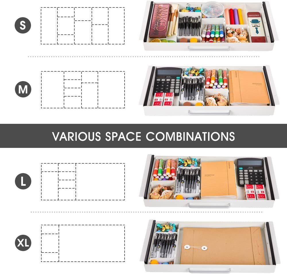 Under Desk Slide Out Pencil Drawer with Adjustable Divider for Office Storage
