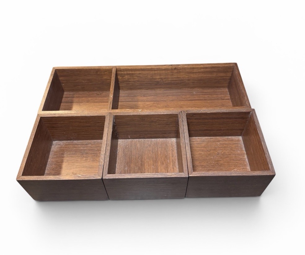 Ikea Wooden Office Desktop Organizer with 5 Compartments
